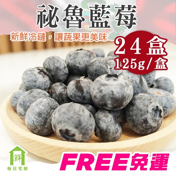【每日宅鮮】祕魯藍莓超大果 24盒（125g±5% x1盒 進口藍莓）