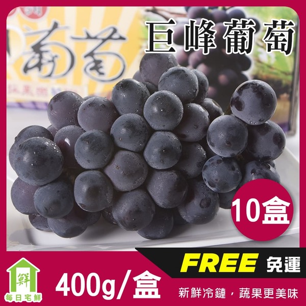 【每日宅鮮】台灣巨峰葡萄（400g±5% x10盒／箱 免運）