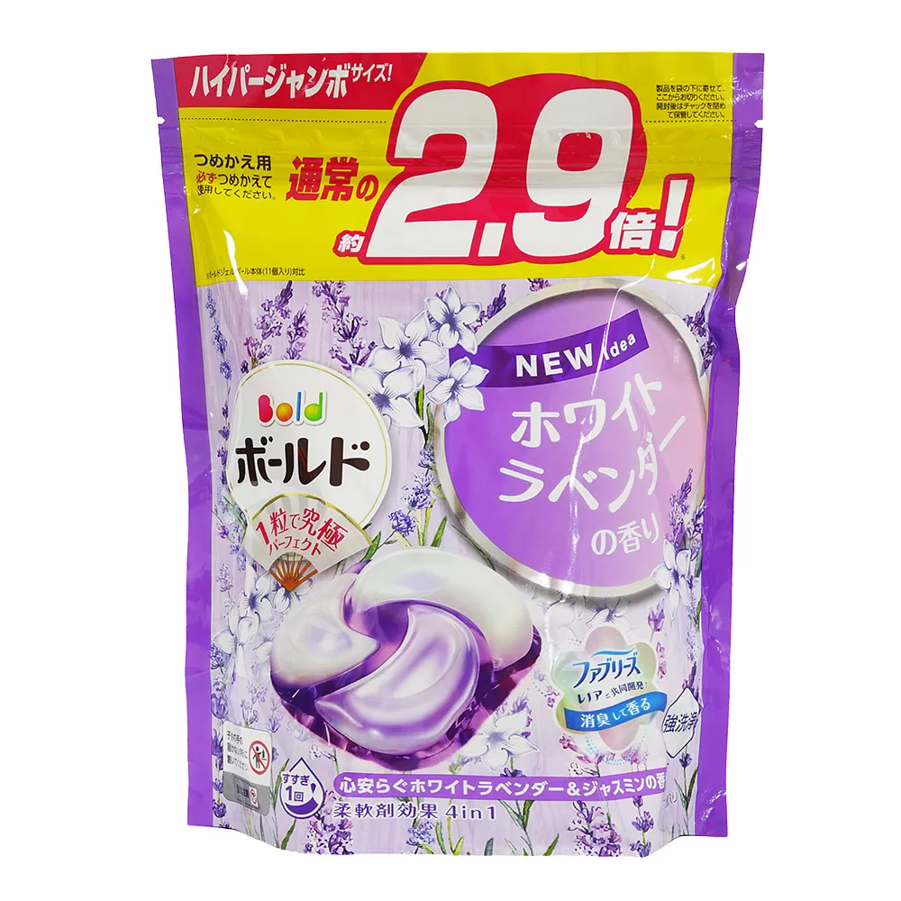 日本P&G Bold 2.9倍炭酸 4D洗衣膠球補充包32入-薰衣草香