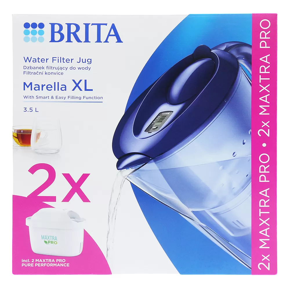 德國BRITA 濾水壺 MARELLA XL 3.5L((藍)1壺2芯)