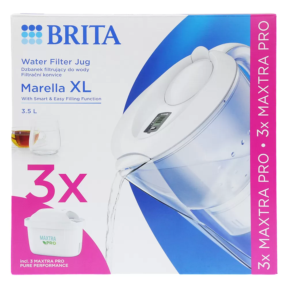 德國BRITA 濾水壺 MARELLA XL 3.5L((白)1壺3芯)