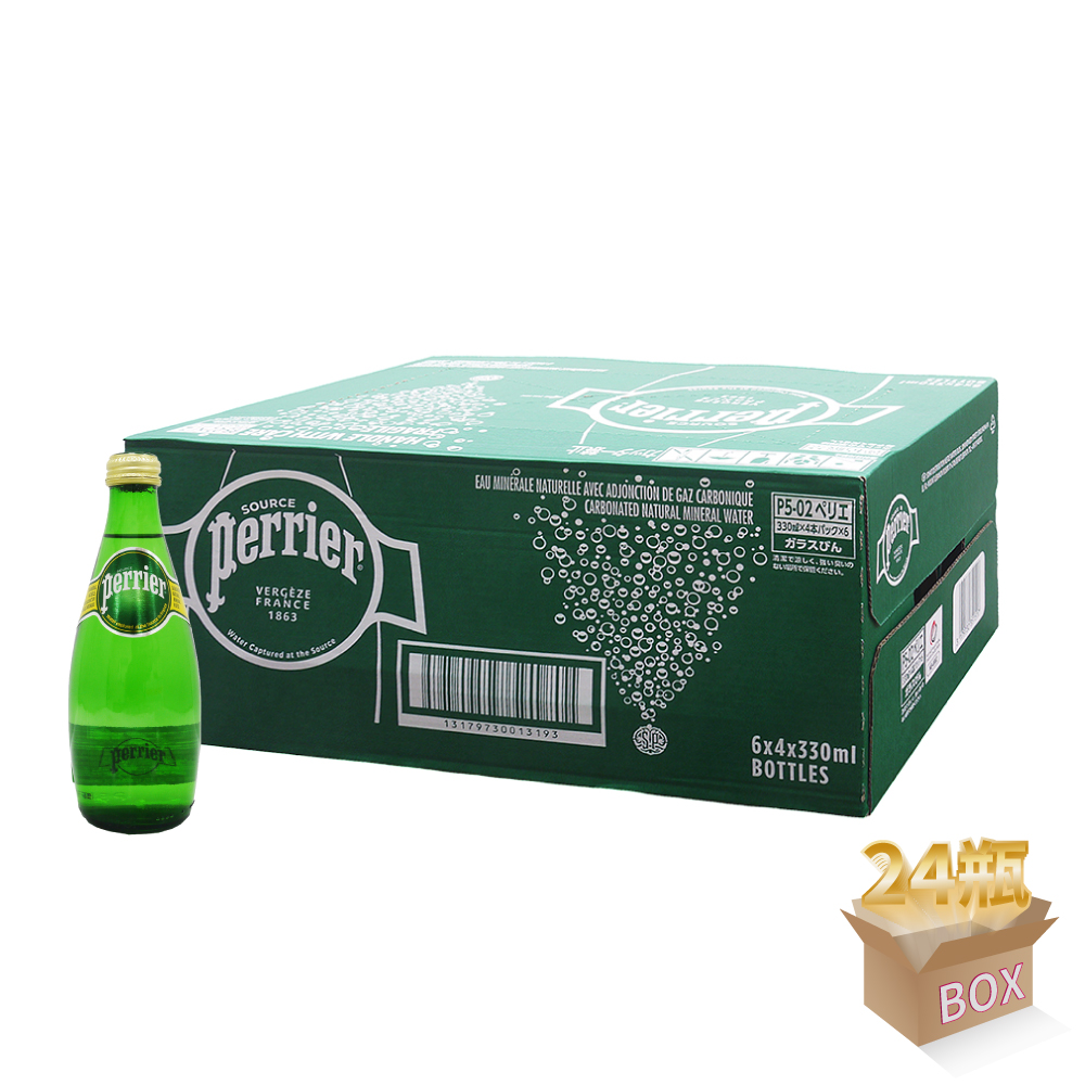 法國 PERRIER ORIGINAL GLASS 氣泡礦泉水 玻璃瓶裝(330ml×24瓶)