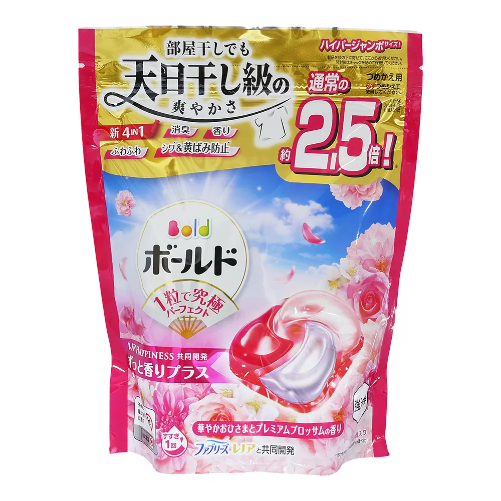 日本P&G Bold 2.5倍炭酸 4D洗衣膠球補充包28入-療癒花香