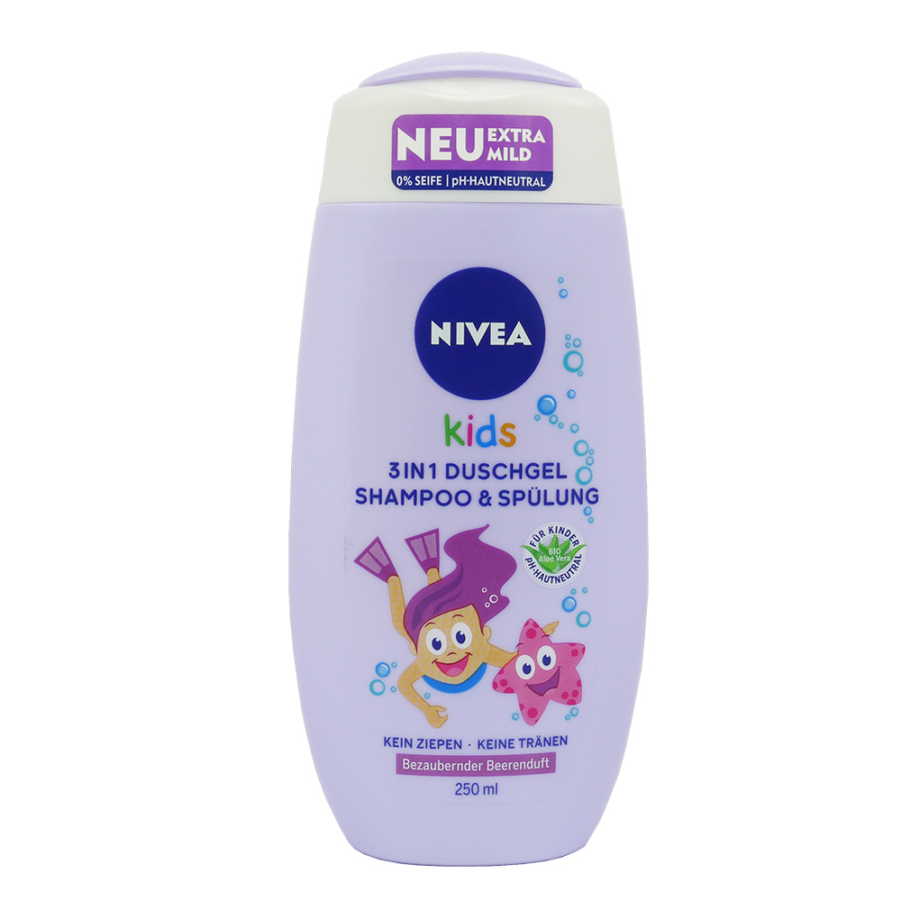 德國NIVEA 妮維雅 兒童三合一洗髮護髮沐浴露 莓果250ml