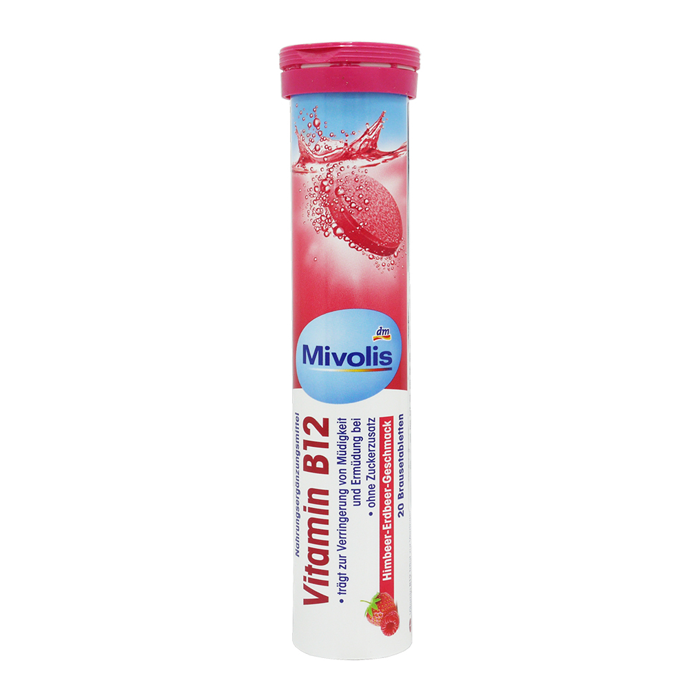 德國dm MIVOLIS B12維他命-莓果風味發泡錠(20錠/82g/支)