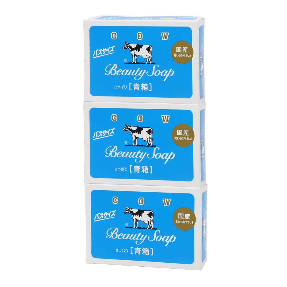 日本 COW牛乳石鹼滋潤香皂 茉莉清爽-藍色 (130g*3入)