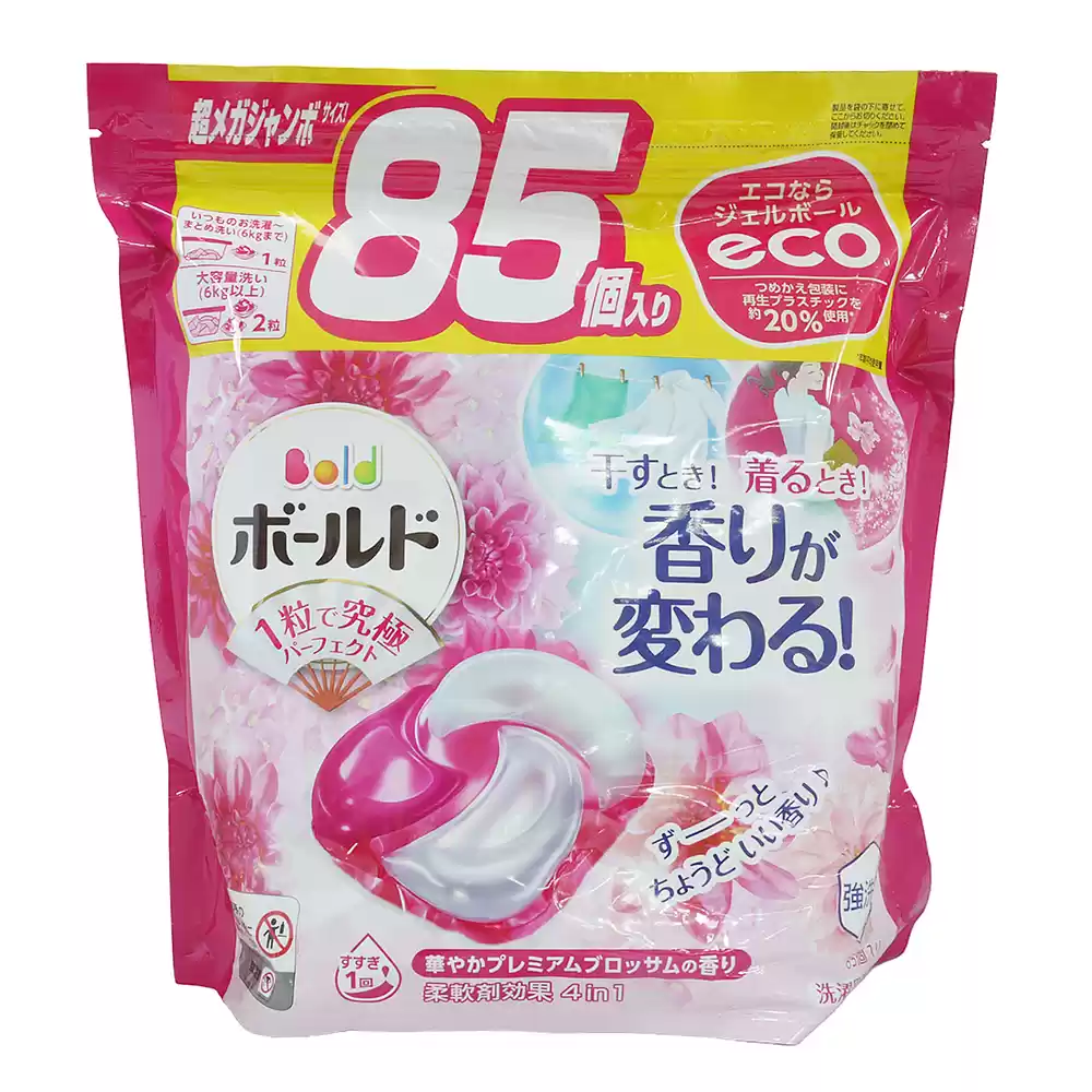 日本P&G Bold 4D洗衣膠球補充包85入-牡丹花香