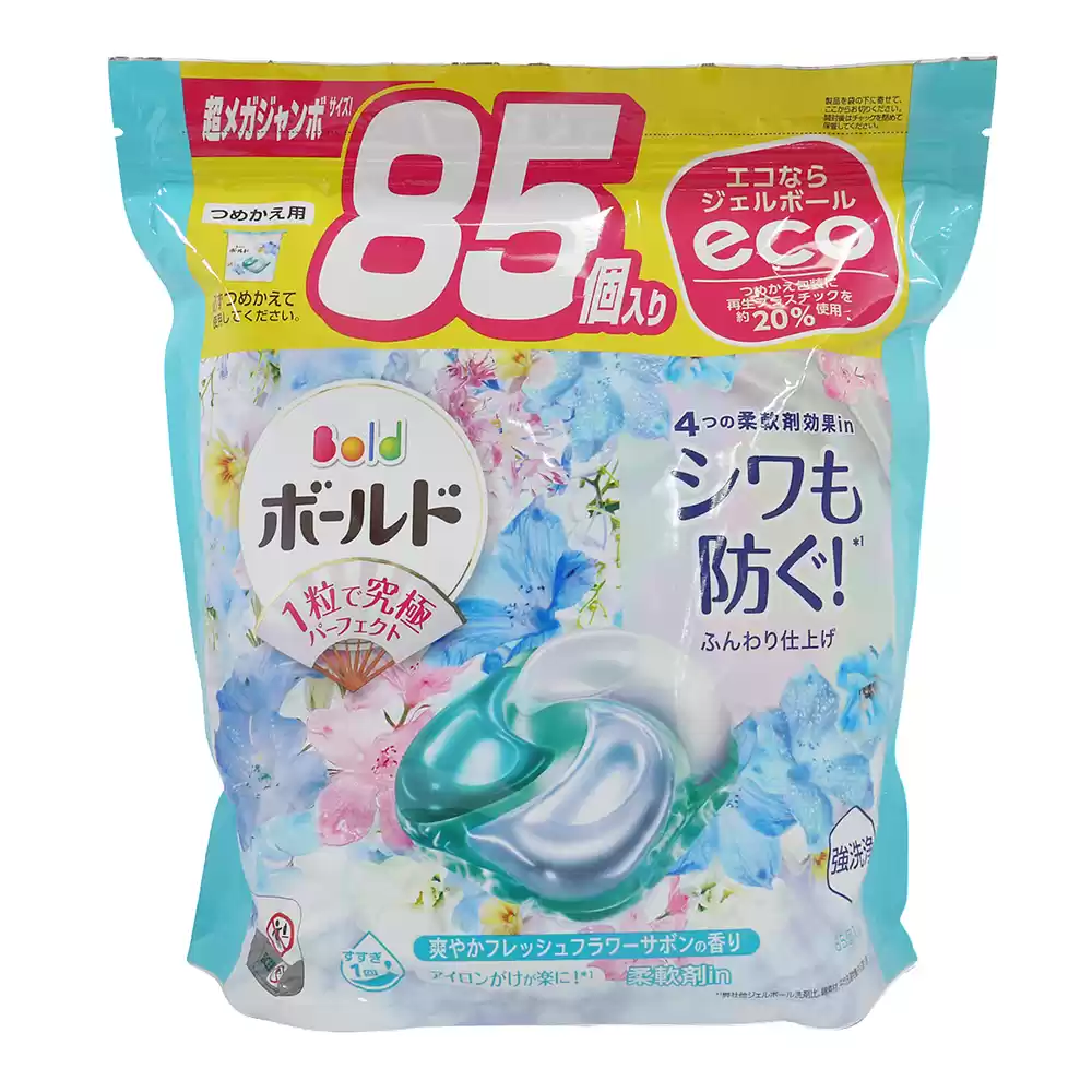 日本P&G Bold 4D洗衣膠球補充包85入-白葉香氛
