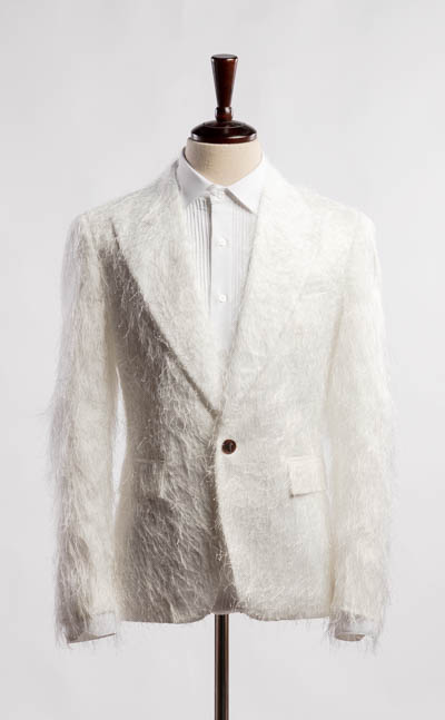 M0276WH 白色亮絨毛西裝外套 (出租款)