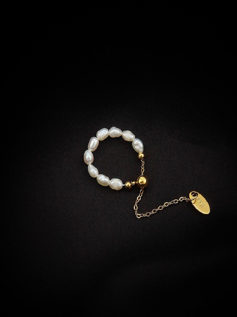 天然珍珠輕奢設計可抽拉調節流蘇時尚戒,戒指,氣質,時尚,珍珠,HBBS9795