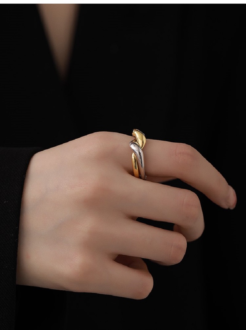 歐美簡約時尚高級質感波紋戒指