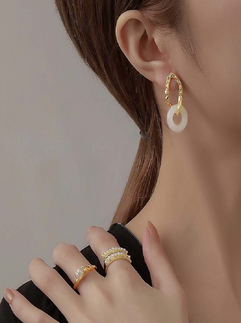 k金色輕奢氣質925銀針耳環,百搭,氣質,時尚,HBBS9926,k金色輕奢氣質925銀針耳環