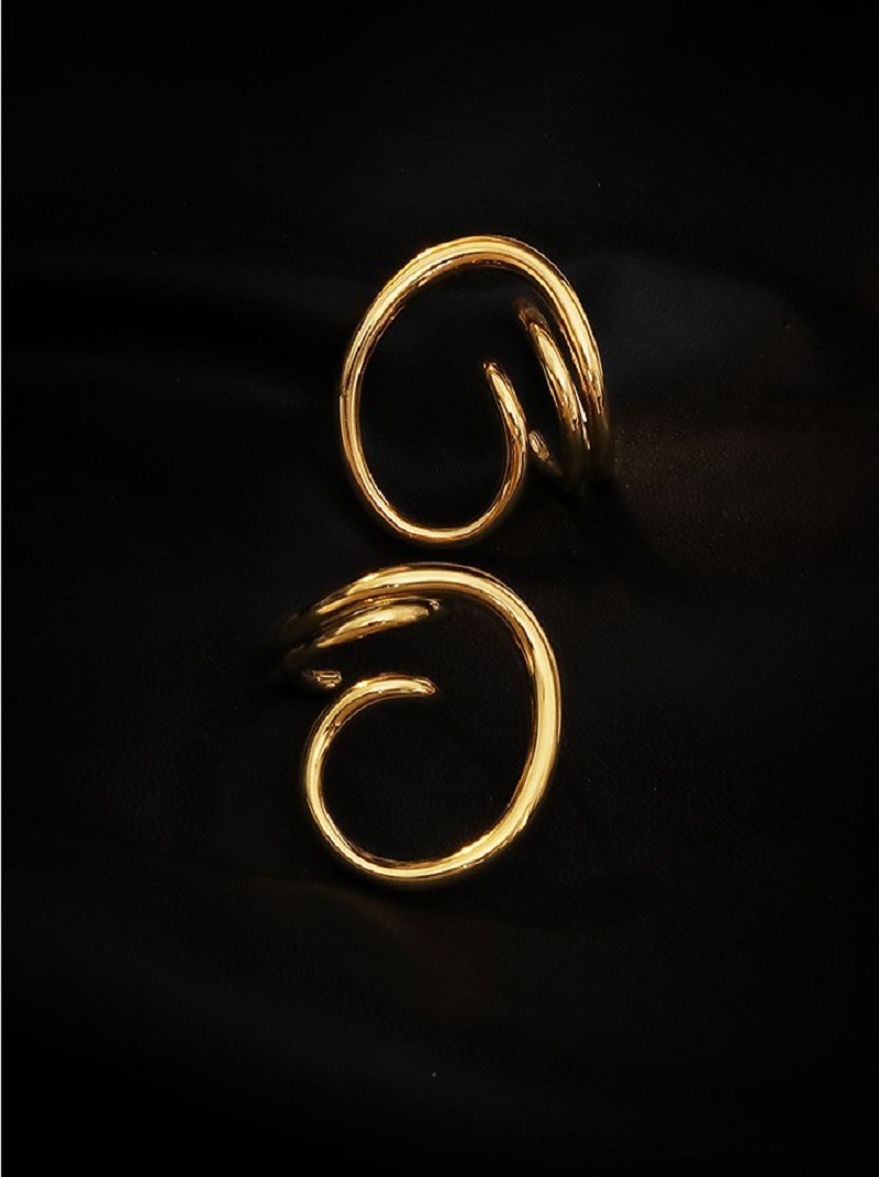 歐美簡約氣質扭圈耳環,K金色,百搭,氣質,時尚,HBBS9931