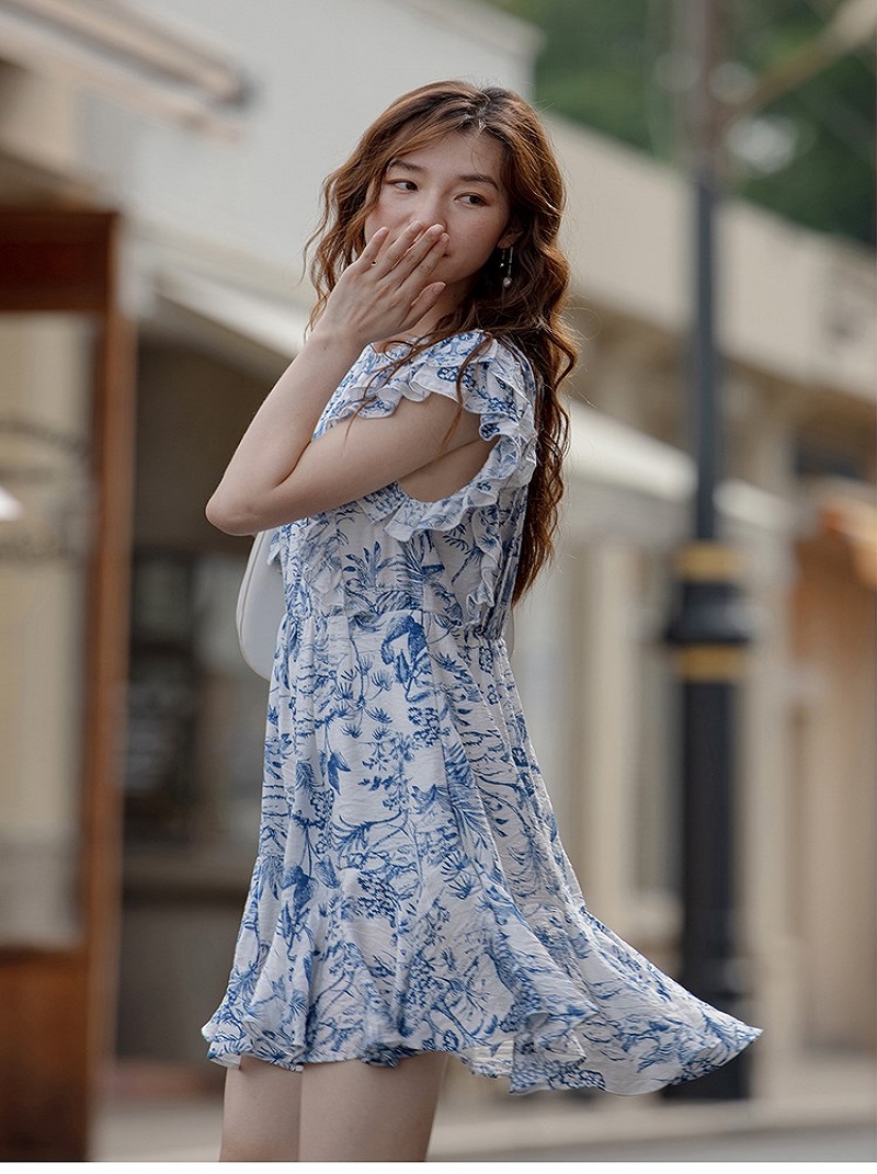 溫柔釉藍印花短裙