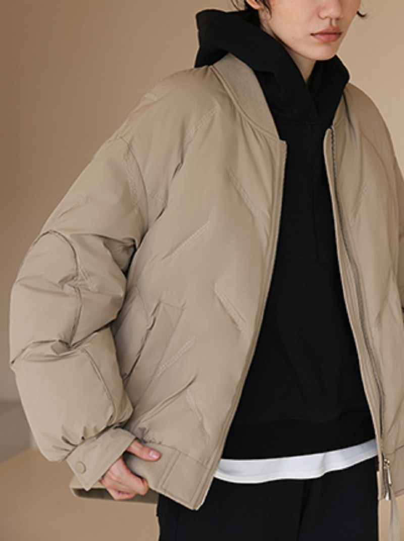 白鴨絨輕薄保暖棒球服羽絨外套