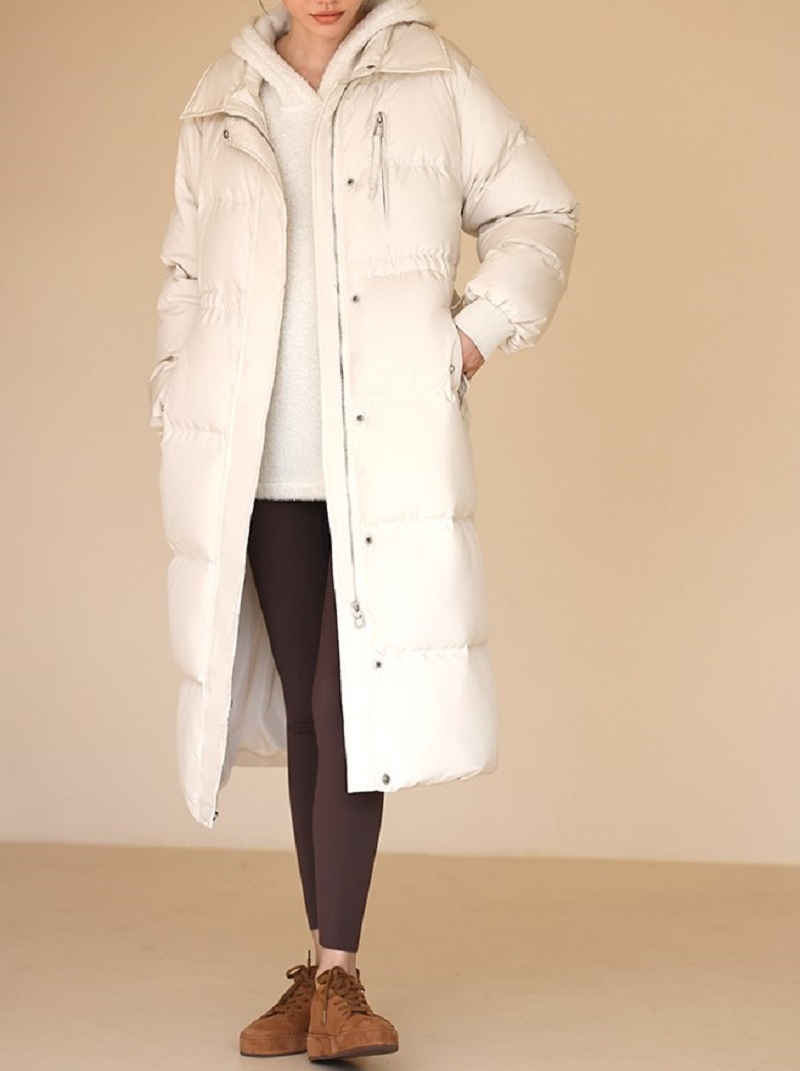 溫暖麥芽白長款休閒顯瘦寬鬆羽絨外套
