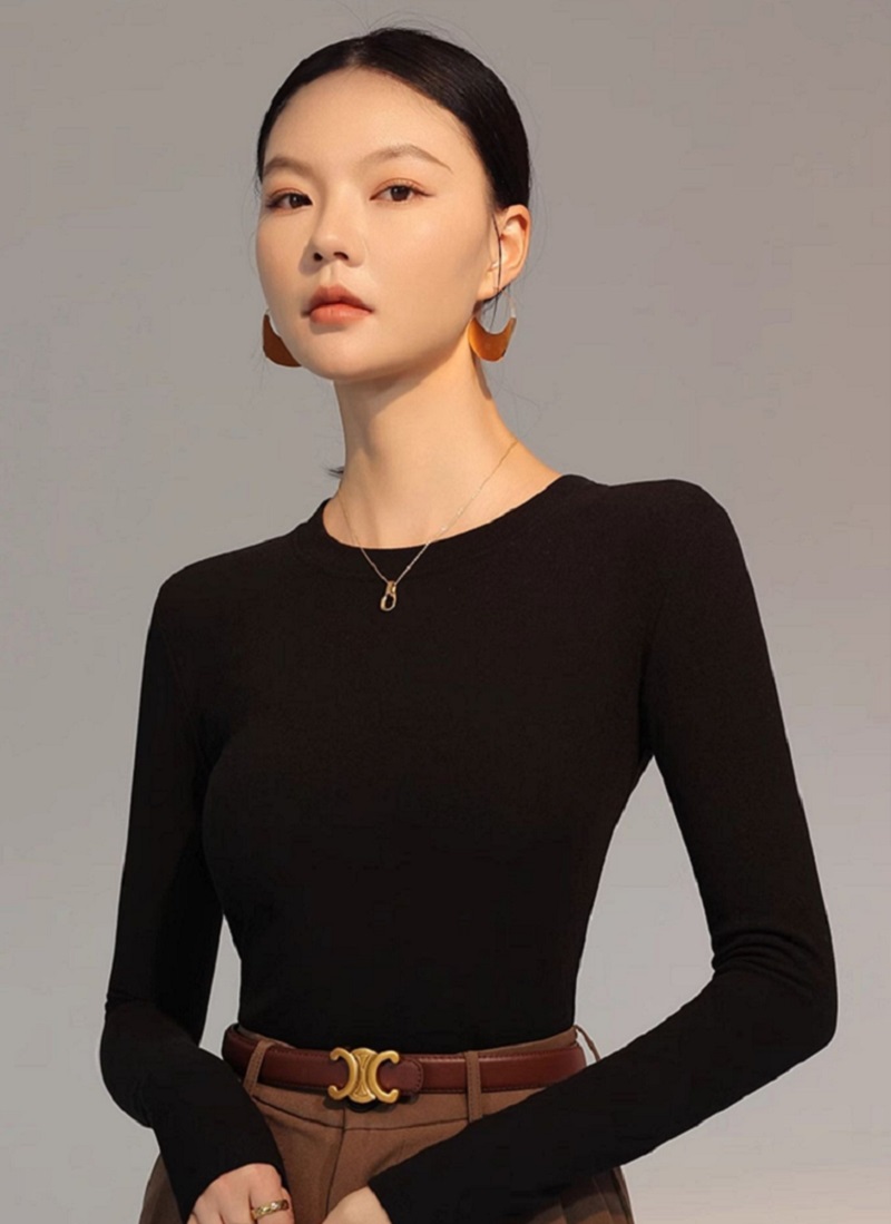 雙面德絨圓領打底衫內搭加絨保暖上衣