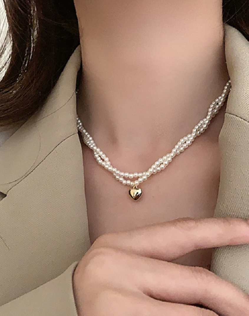 巴洛克珍珠項鍊女輕奢設計感多層麻花鎖骨鏈頸鍊