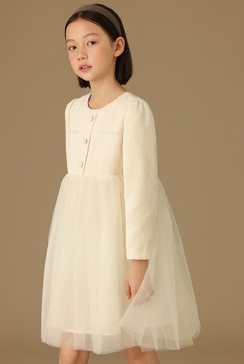 秋季新品法式小香風網紗拼接公主裙親子款長袖洋裝