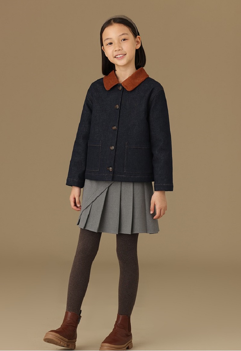 秋季新品復古牛仔撞色小翻領夾棉夾克休閒保暖棉服外套