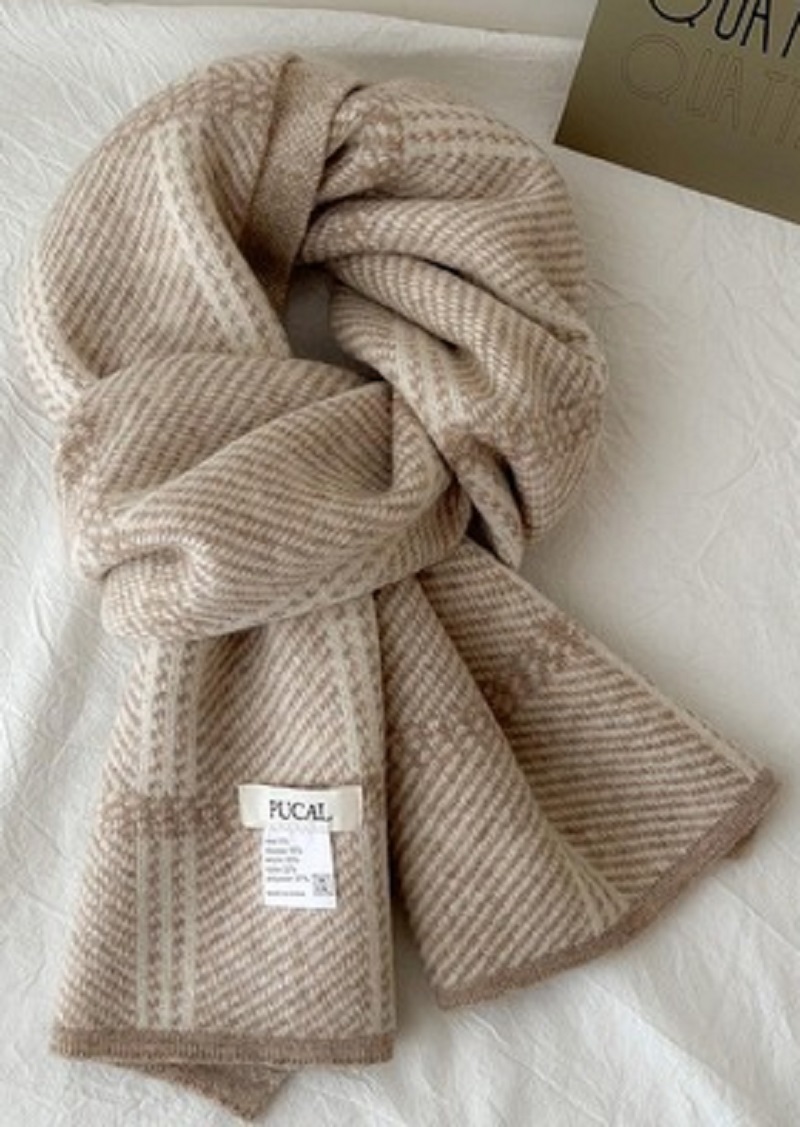 韓國小眾羊毛圍巾女冬季保暖千鳥格百搭ins韓版針織羊絨新品