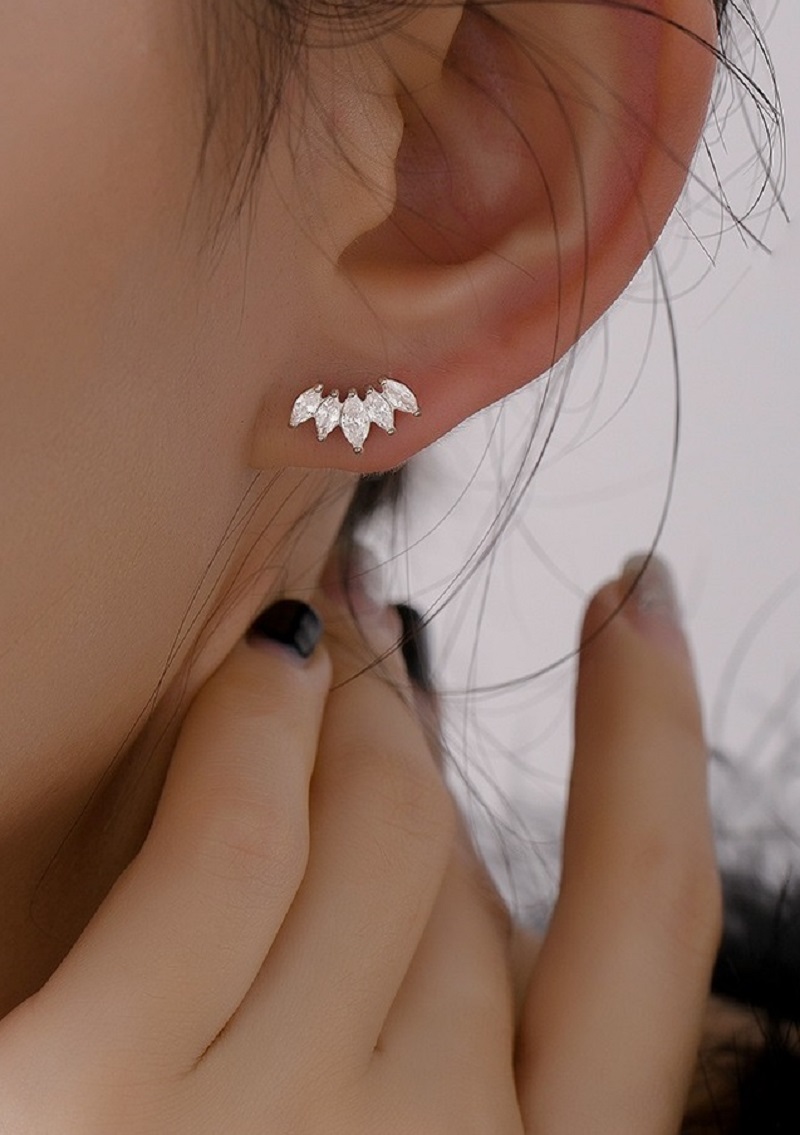 水晶鋯石耳環女小眾設計精緻耳骨釘閨蜜禮物高級感耳墜小耳環