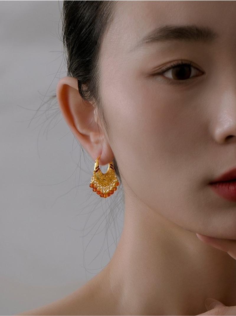 新品中式民族風鏤空流蘇耳環女小眾高級感設計復古時尚潮耳墜耳環