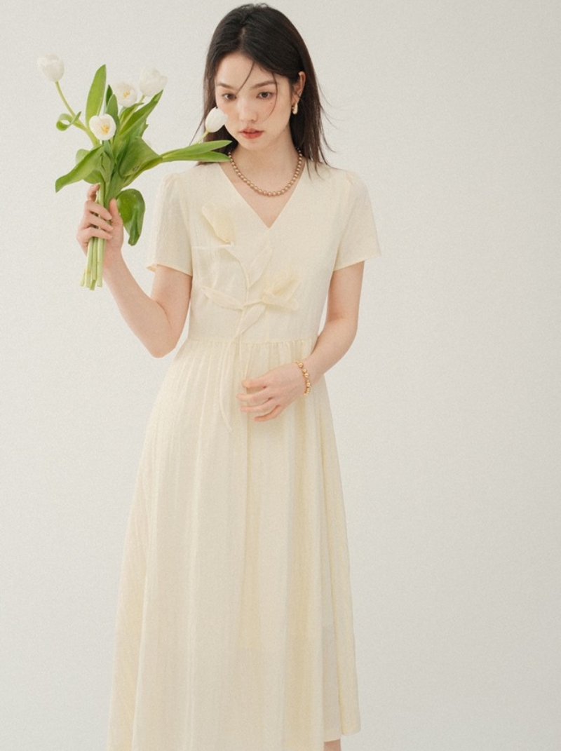 法式氣質溫柔風設計感連身裙女新品中長款裙子洋裝