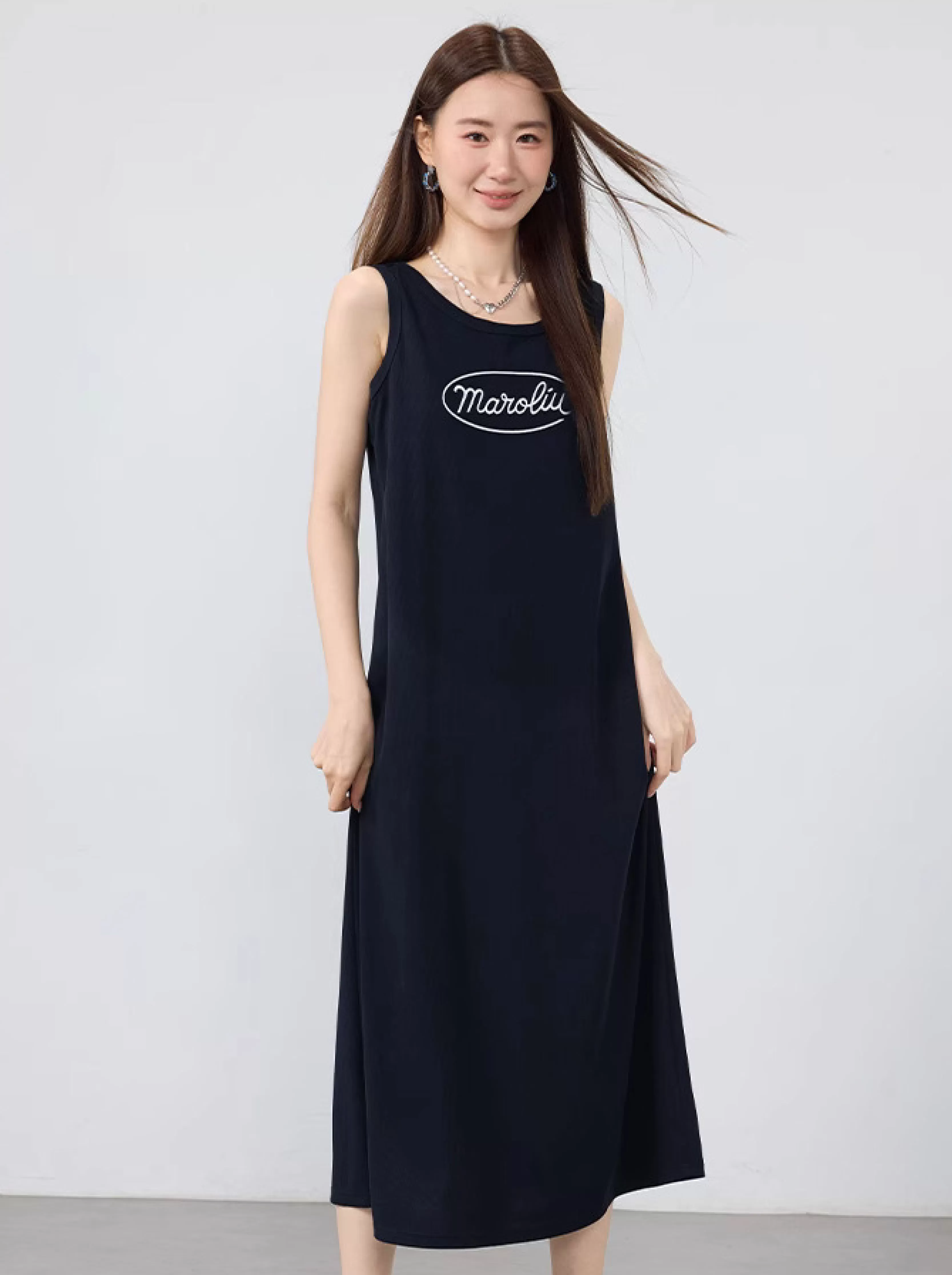 2025春夏新款無袖背心裙胖mm大尺寸休閒寬鬆洋裝女內搭長裙