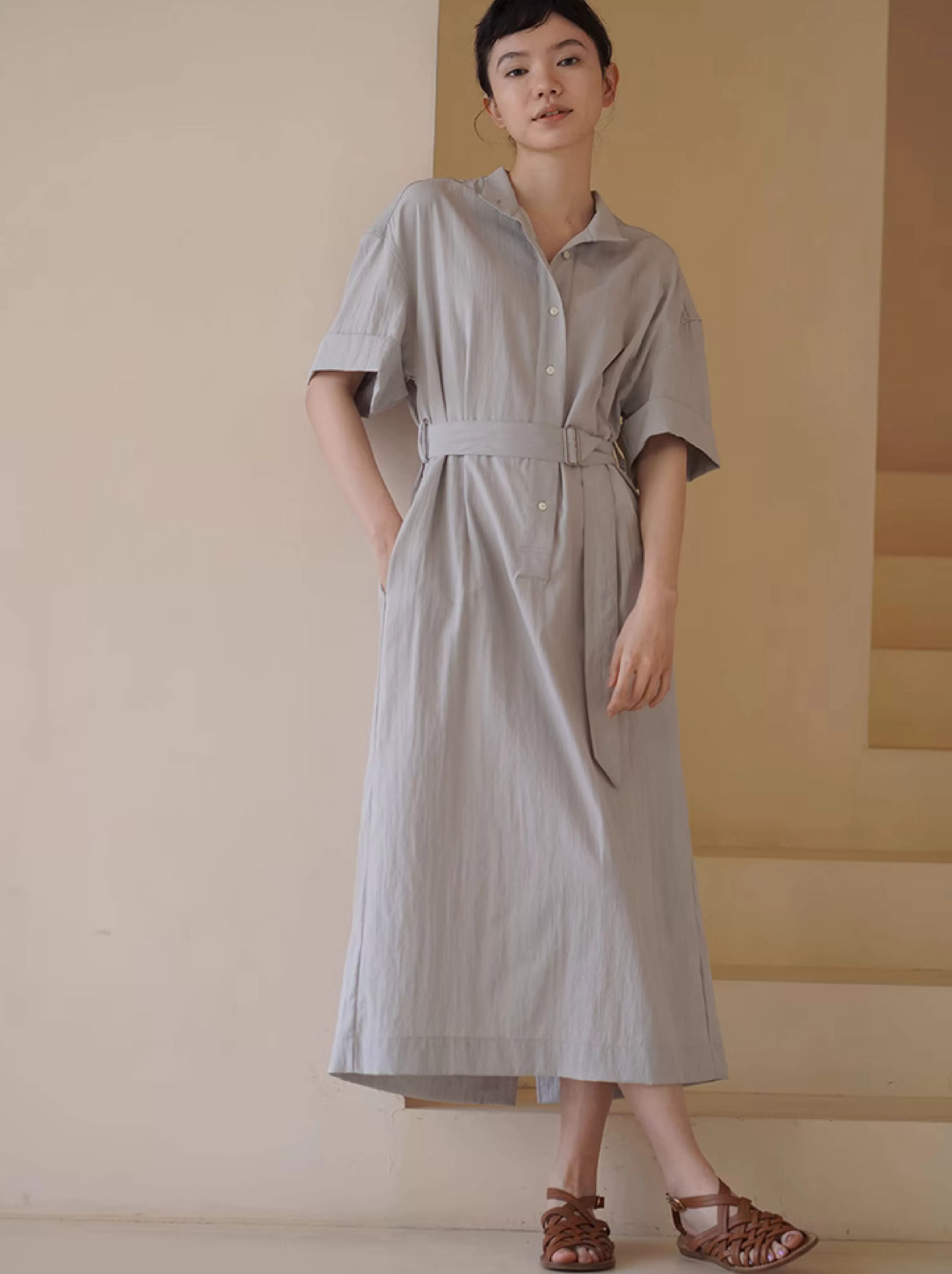 中式侘寂風美學洋裝淡雅寬鬆顯瘦不挑人通勤襯衫裙子