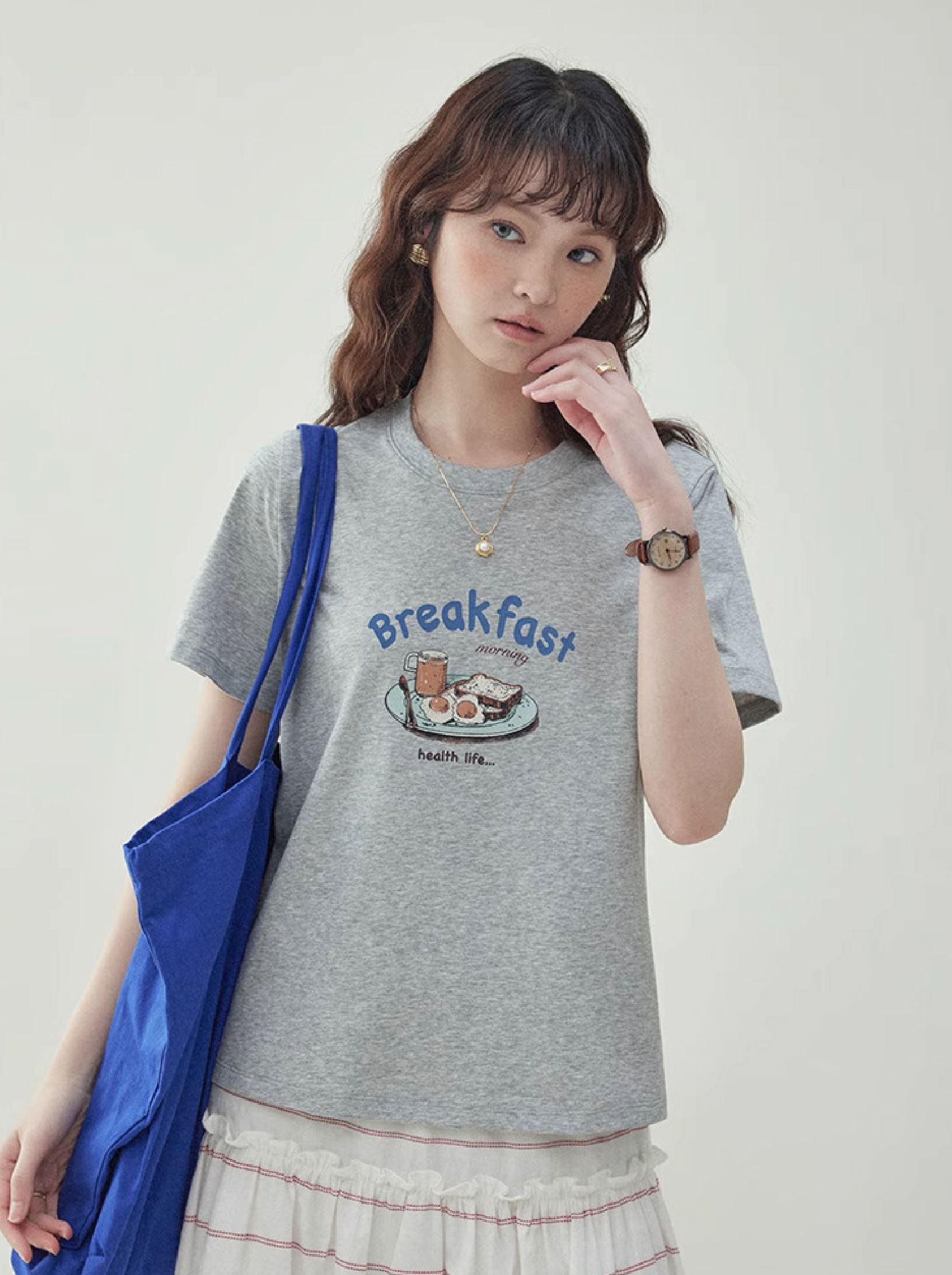 美式印花圖案圓領短袖t卹女25夏季新款寬鬆上衣