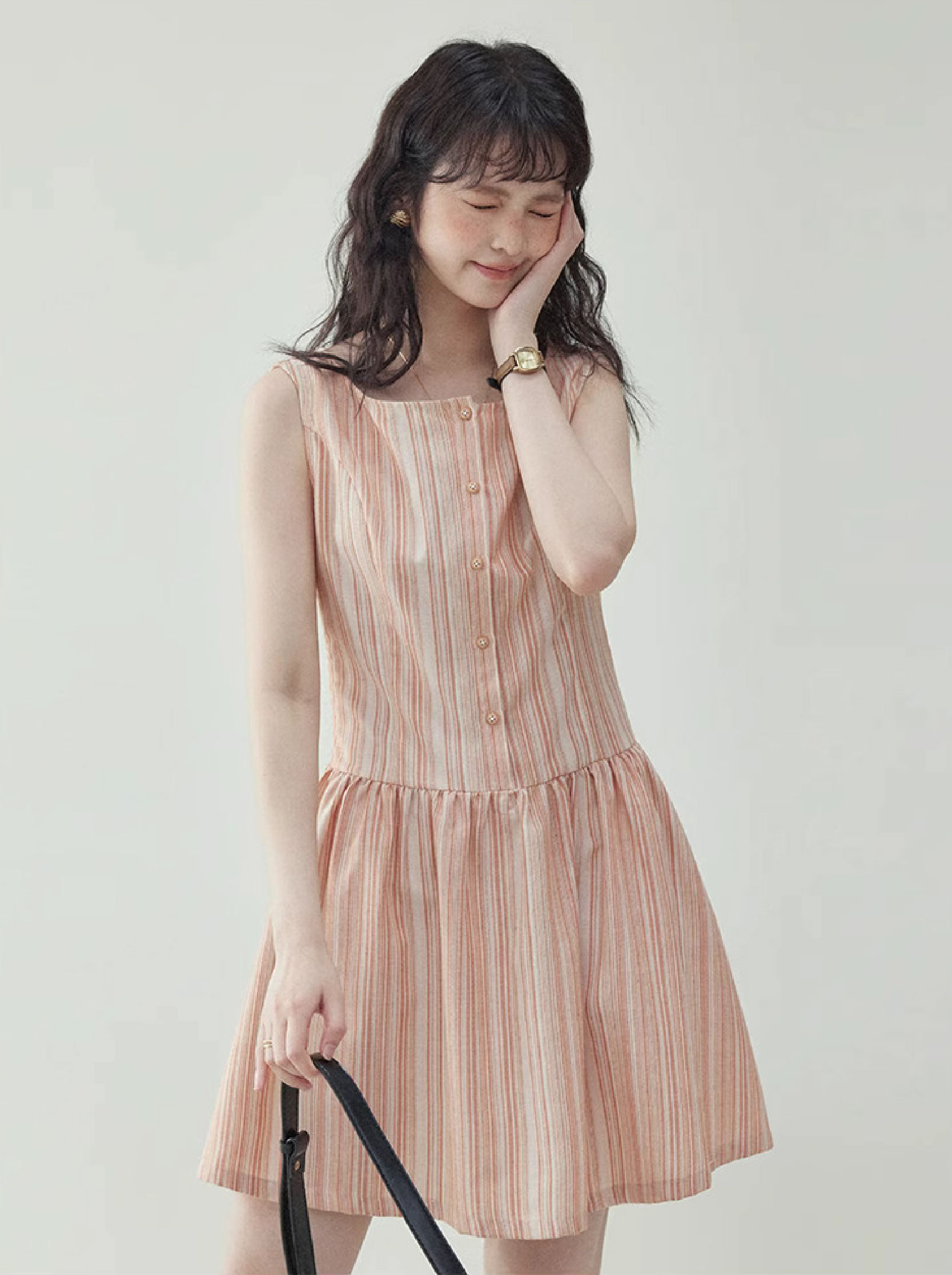 甜美圖案無袖背心洋裝女夏季新款顯瘦a字短裙