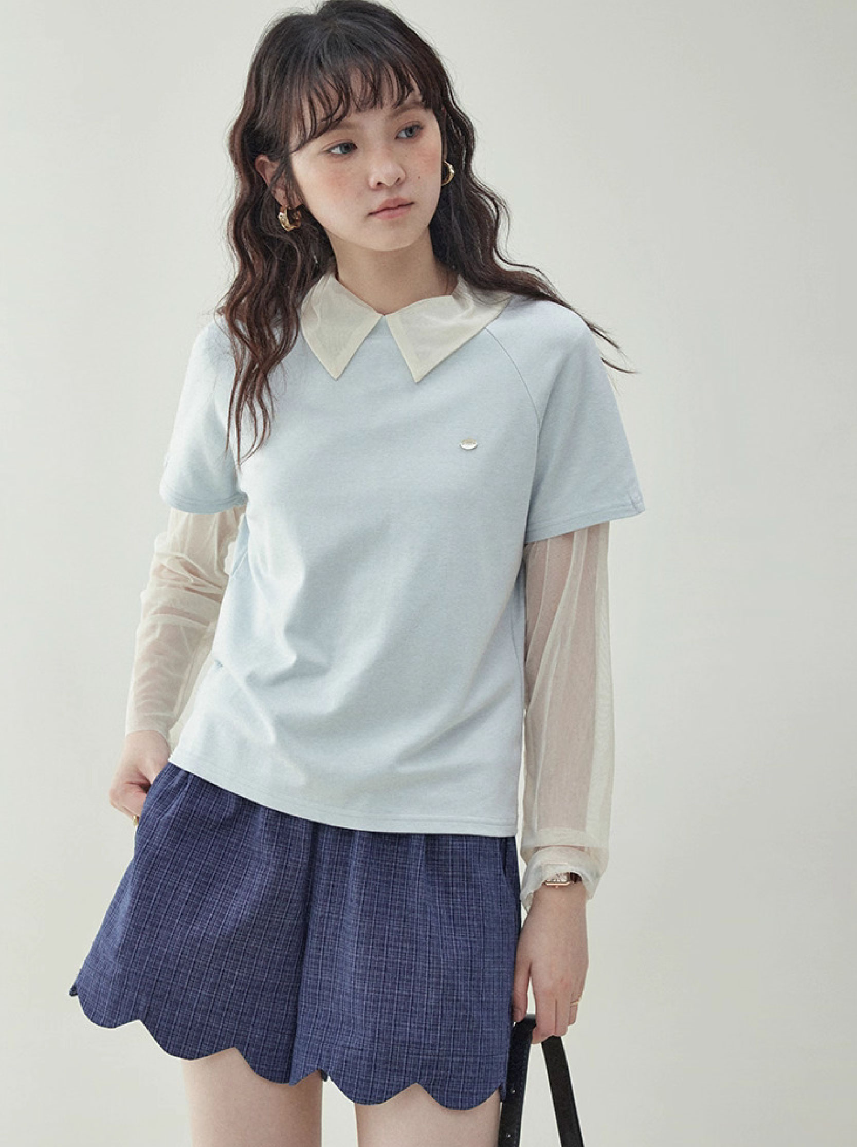 清新純色圓領寬鬆插肩短袖T恤女25夏季新款簡約上衣