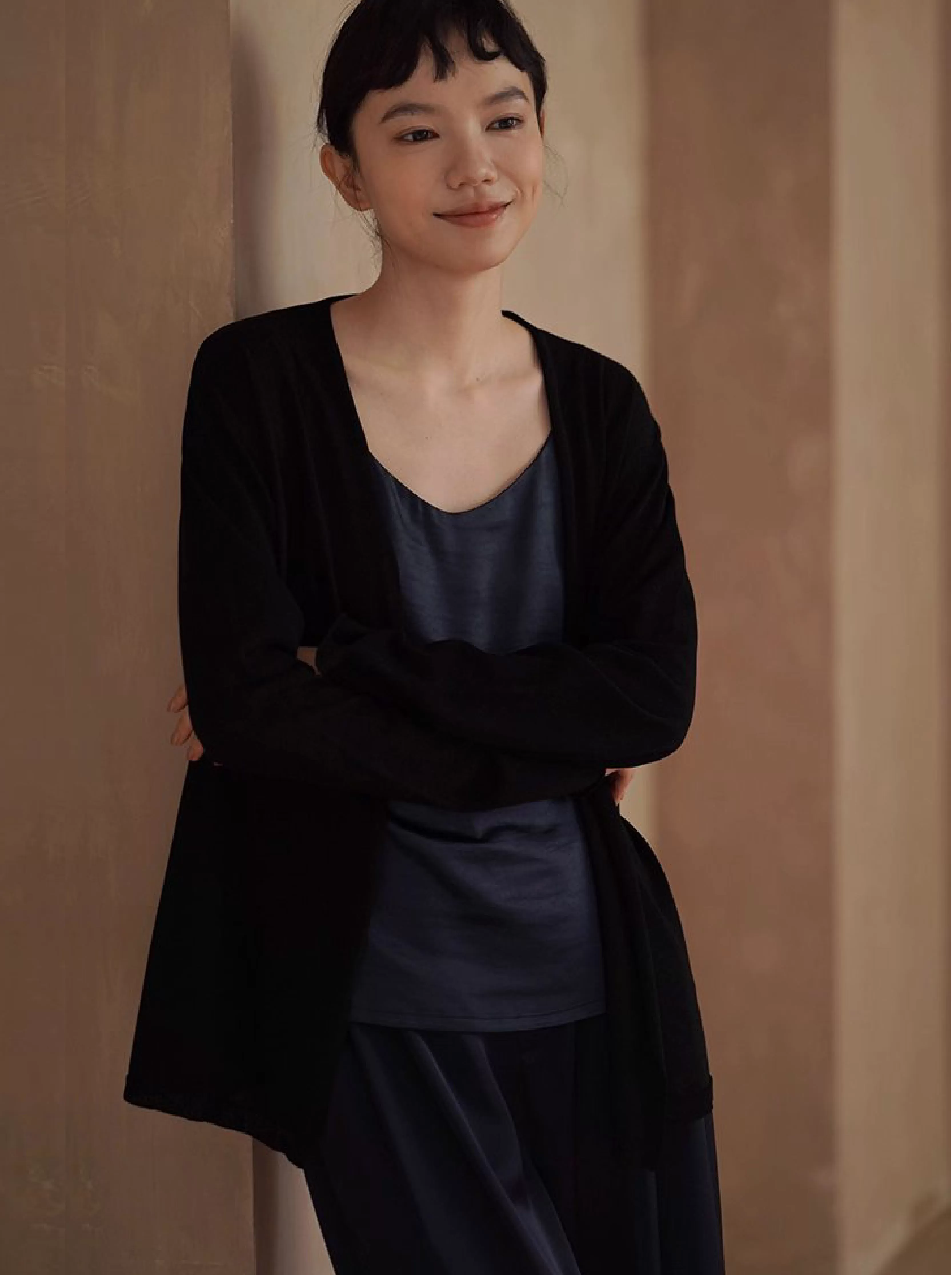 紙片人開襟衫萊賽爾亞麻輕薄寬鬆顯瘦慵懶通勤針織外套女