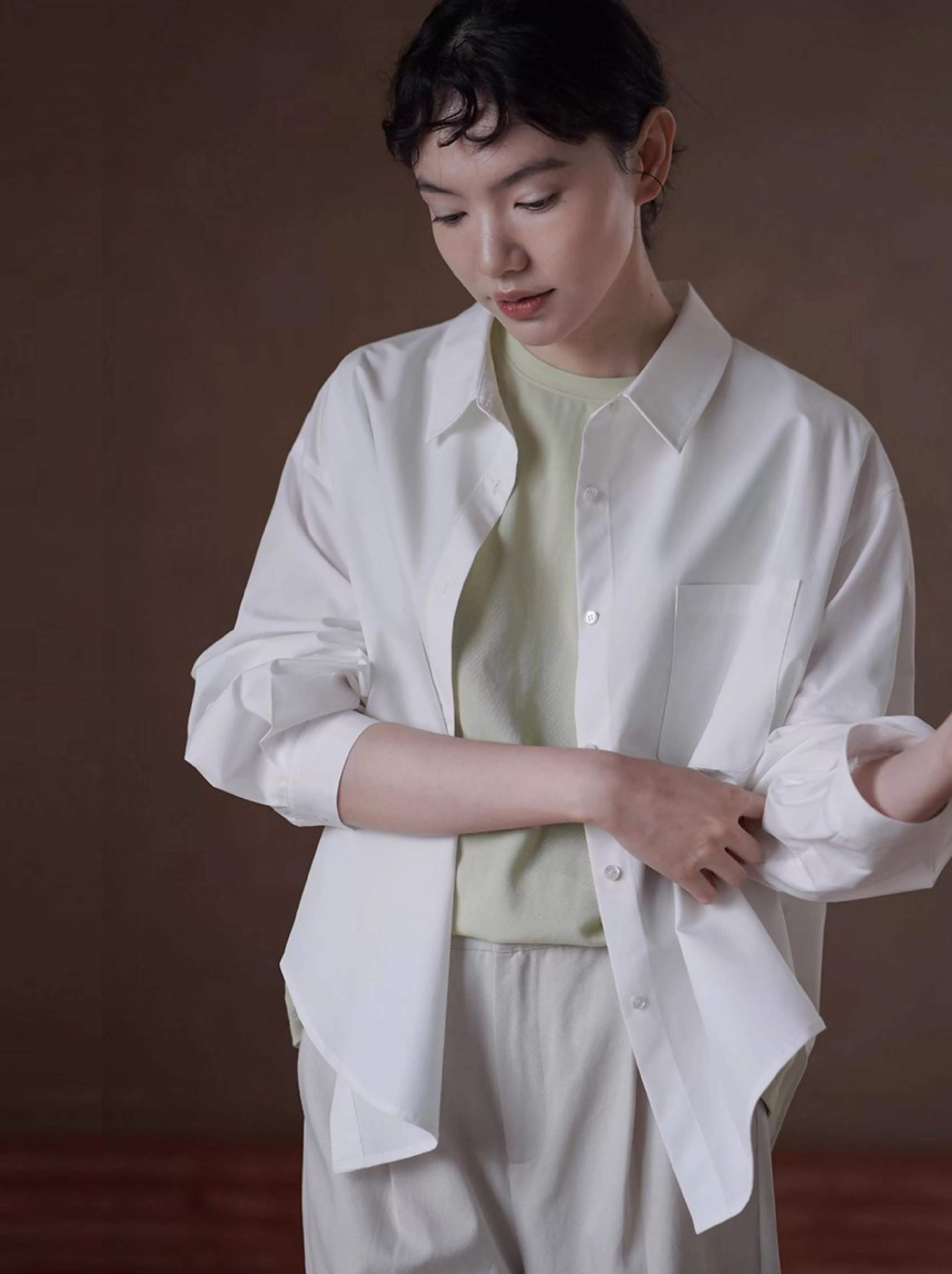 版型王者襯衫萊賽爾棉挺括寬鬆長袖通勤顯瘦翻領上衣女