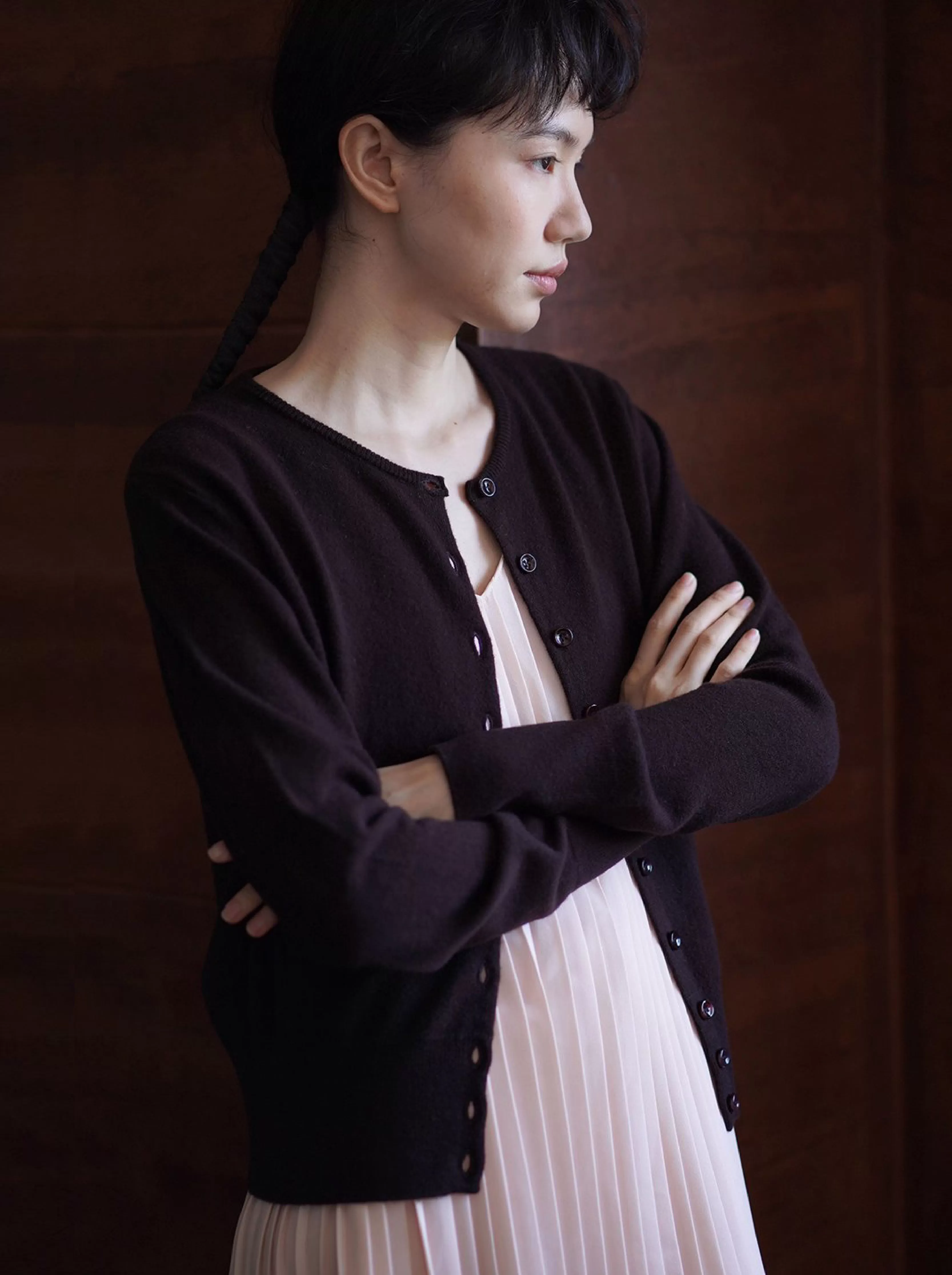 超細美奴羊毛蓬鬆軟糯圓領針織外套寬鬆通勤顯瘦開衫