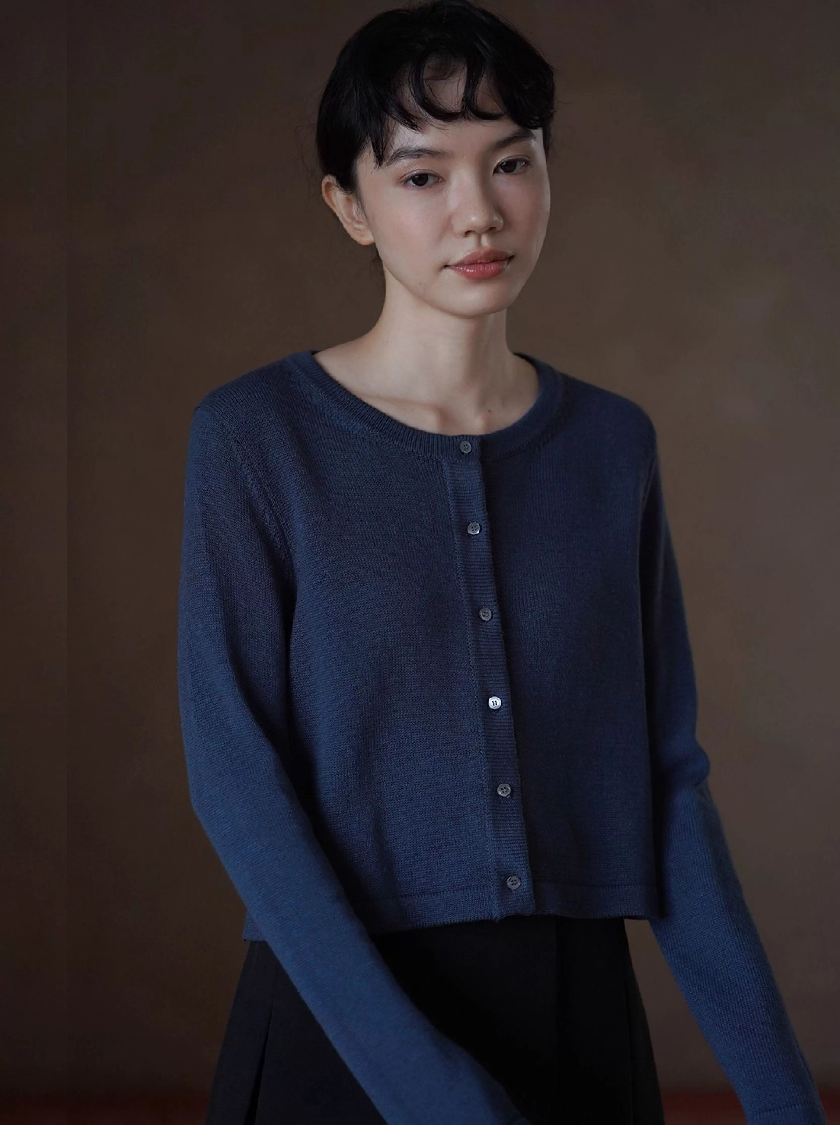 輕盈玲瓏百搭圓領短外套顯瘦正肩棉感針織通勤開襟衫女