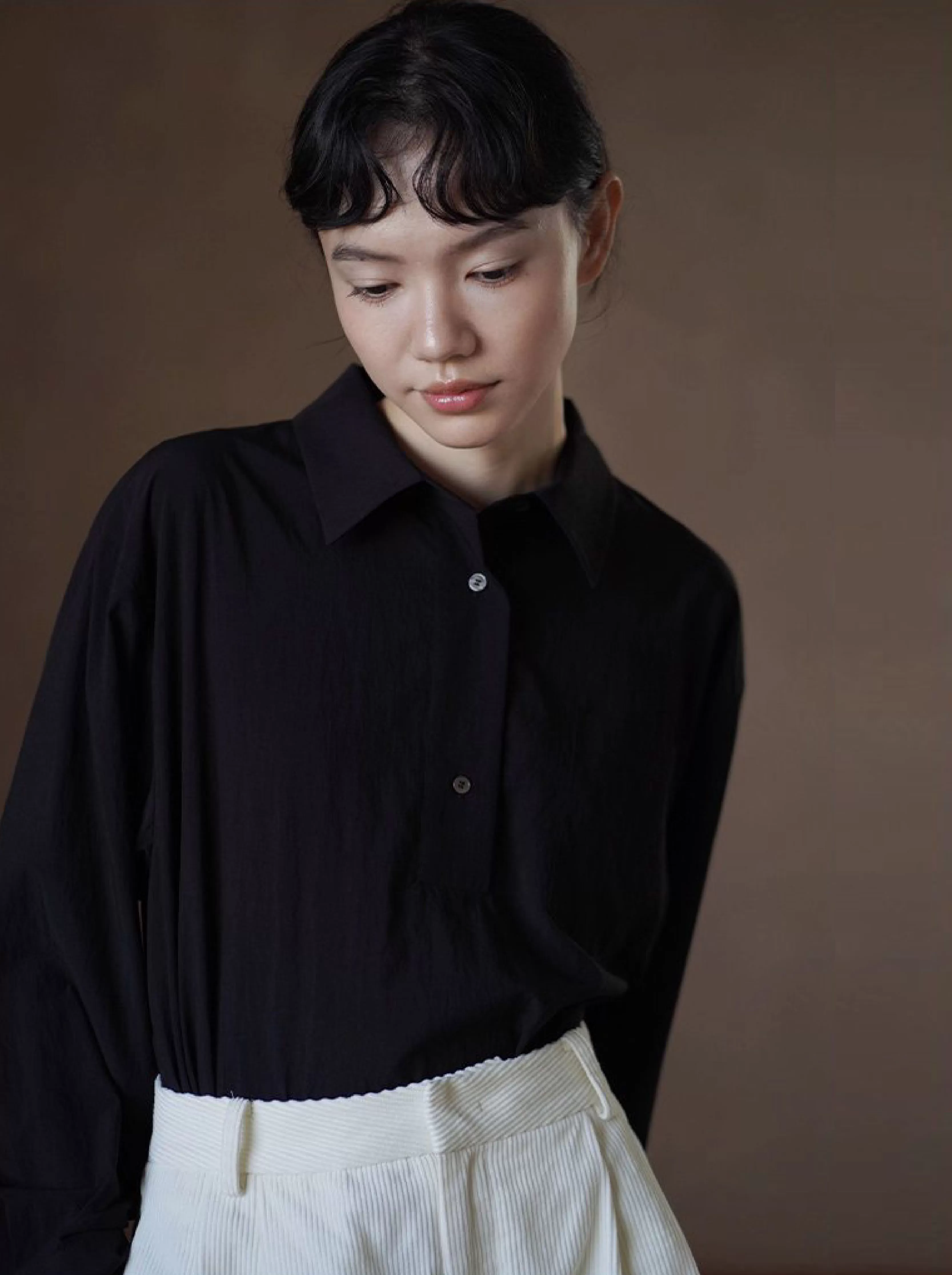 老錢氣質鬆弛寬鬆顯瘦半開門襟襯衫滑爽通勤長袖polo女