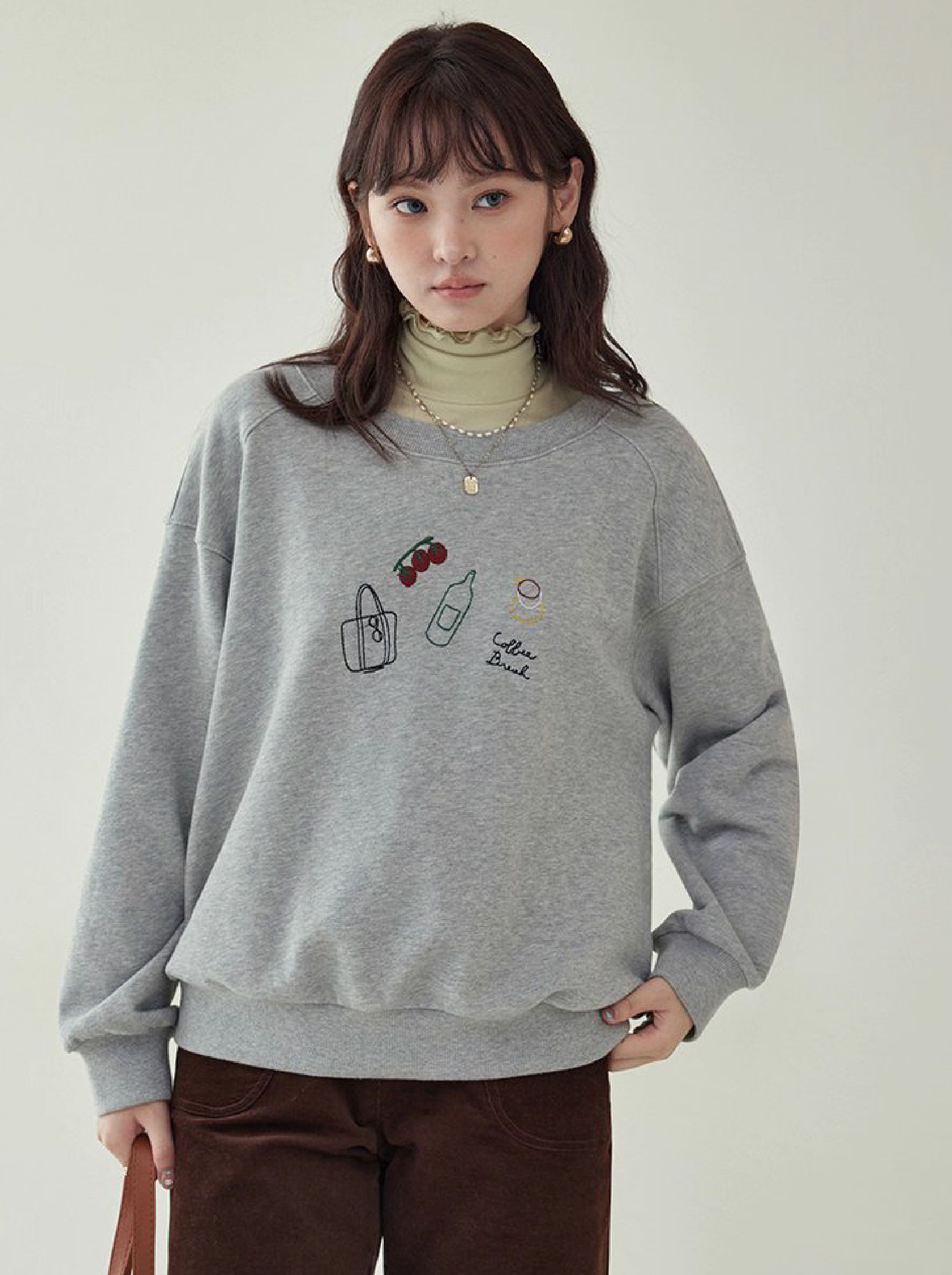 減齡刺繡圓領純棉衛衣女25秋季新款寬鬆長袖上衣