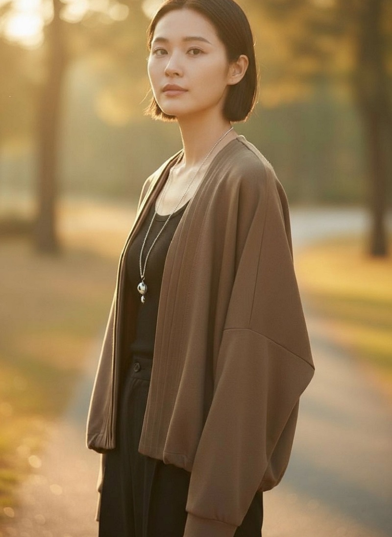 寬鬆休閒遮肉顯瘦簡約百搭空氣棉長袖開衫小外套