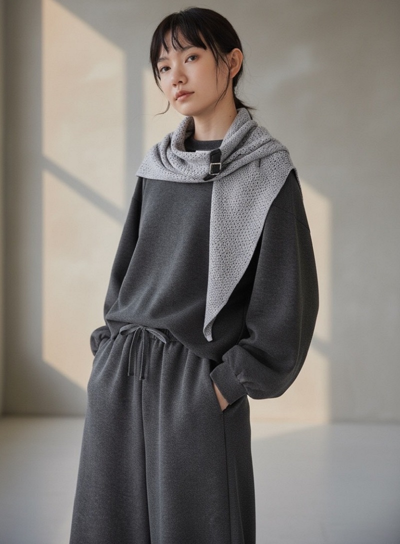 冬季慵懶風格寬鬆顯瘦抽繩衛衣垂感休閒褲闊腿套裝組