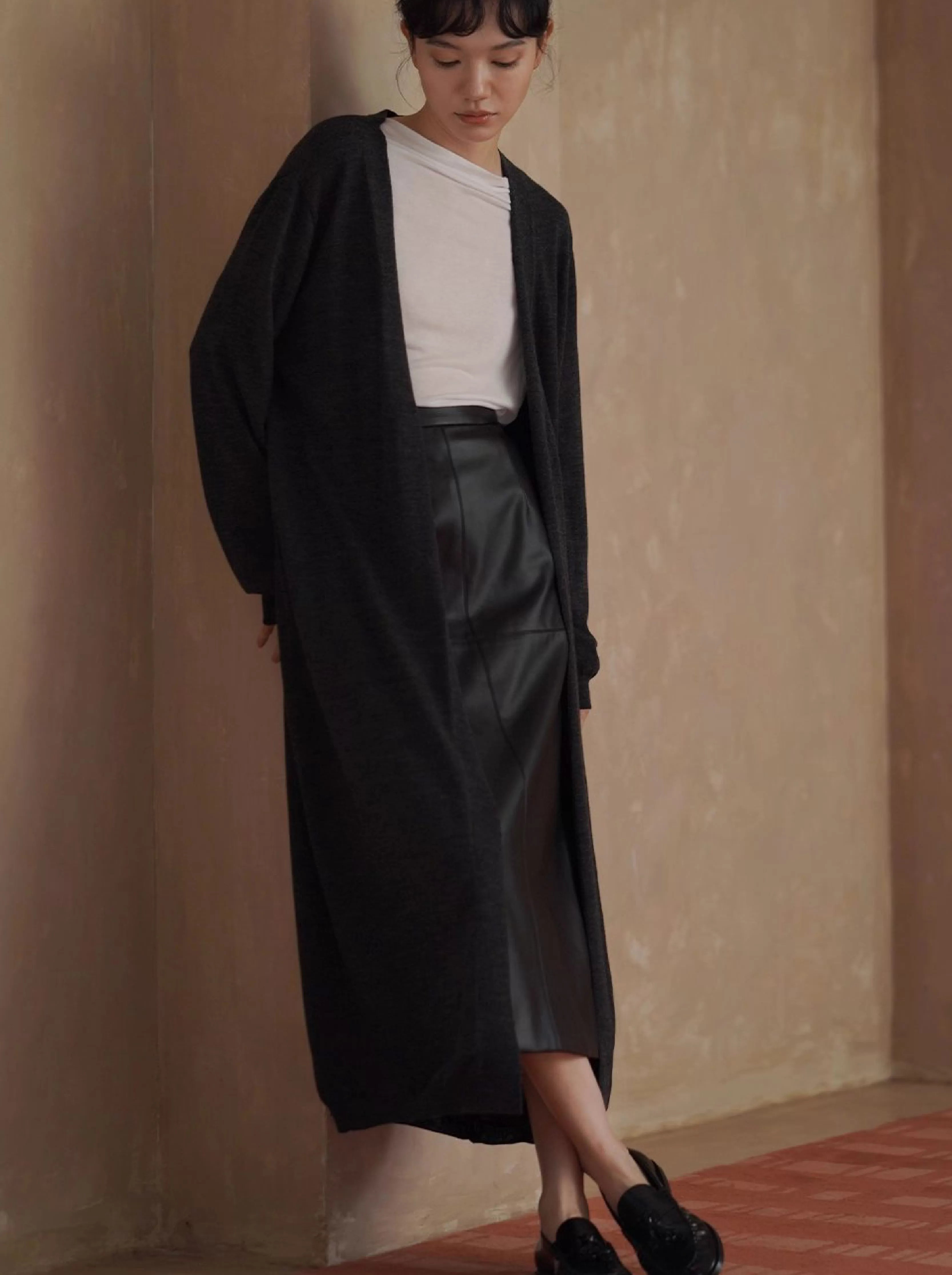 慵懶感完美詮釋柔軟綿羊毛混紡長通勤針織顯瘦外套女