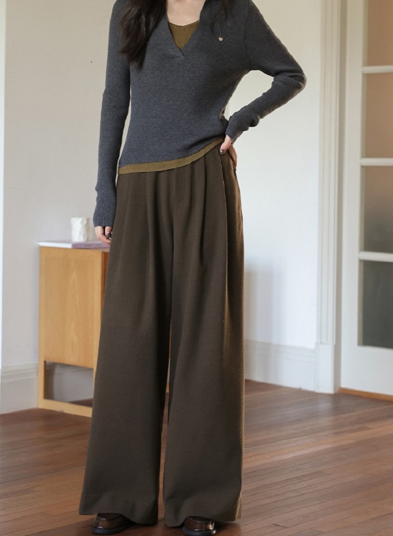 高腰直筒褲女寬腿闊腿褲秋冬款褲子