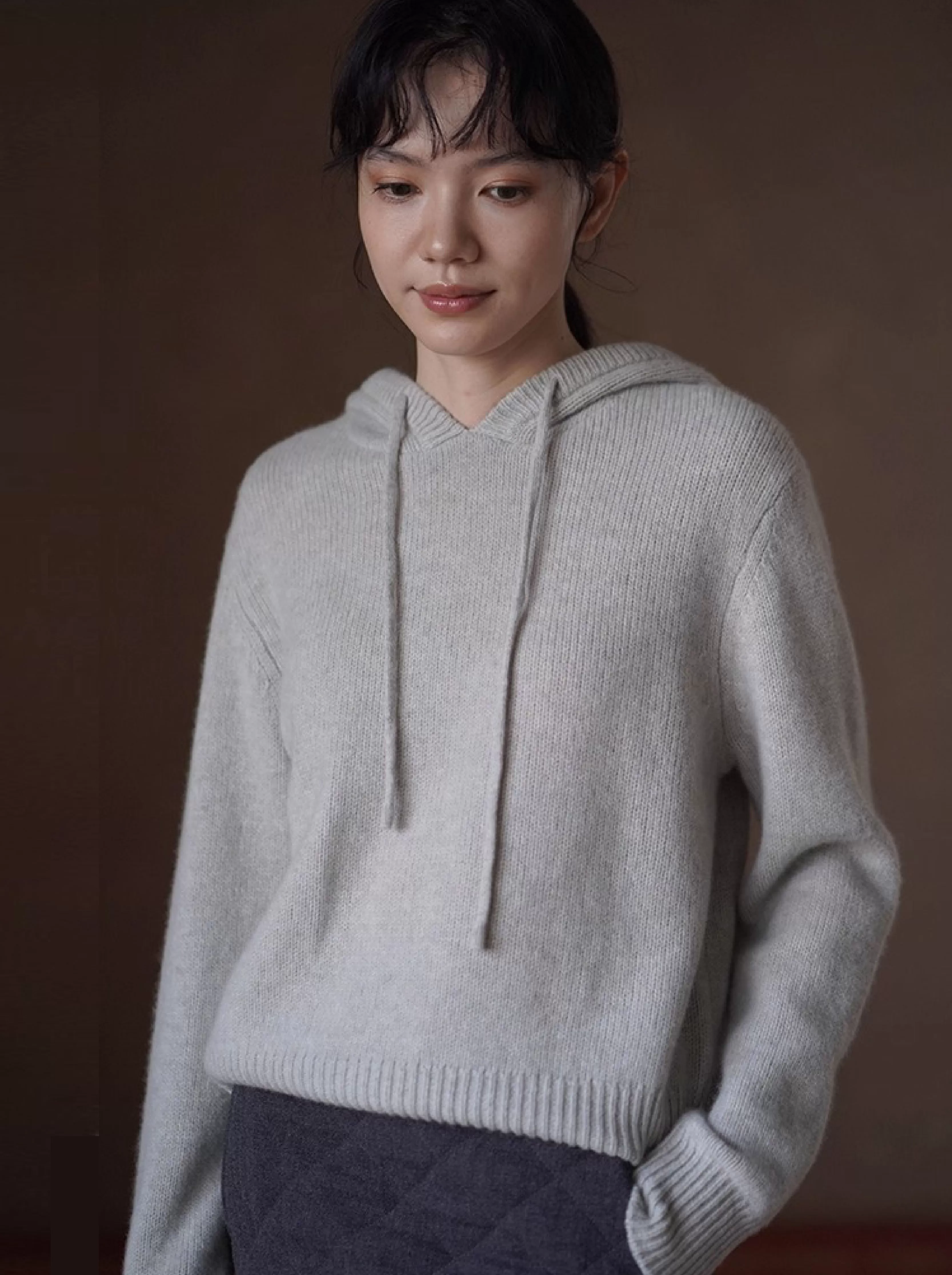 淡人配色毛衣溫暖100羊毛寬鬆連帽疊穿休閒顯瘦針織女