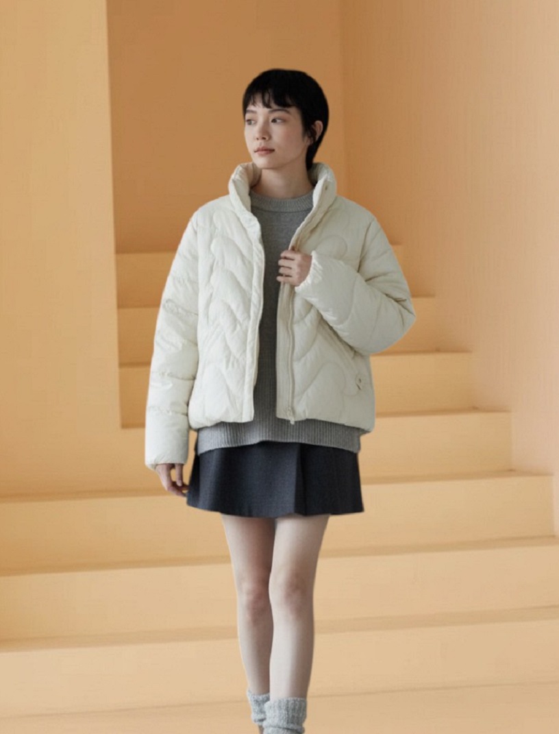 高品質羽絨衣立領保暖短款白鴨絨外套