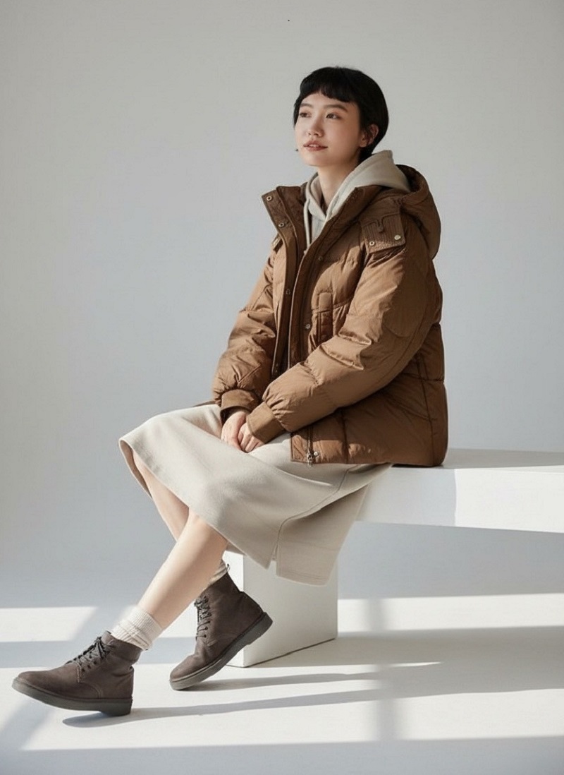 流心巧克力自留款羽絨外套蓬鬆短款美拉德連帽外套