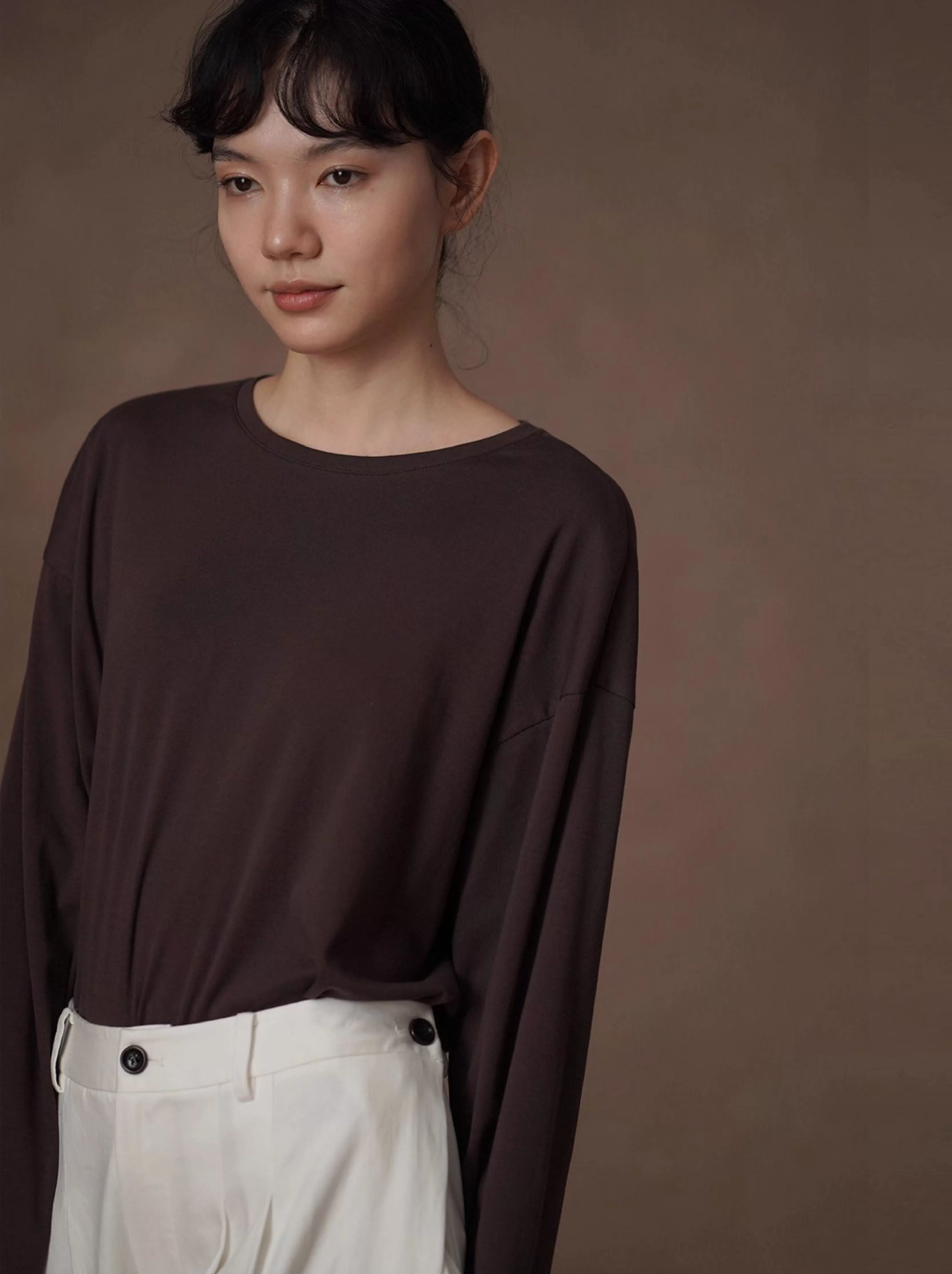 質感加分配色內搭T恤柔軟棉感寬鬆短長袖圓領顯瘦上衣