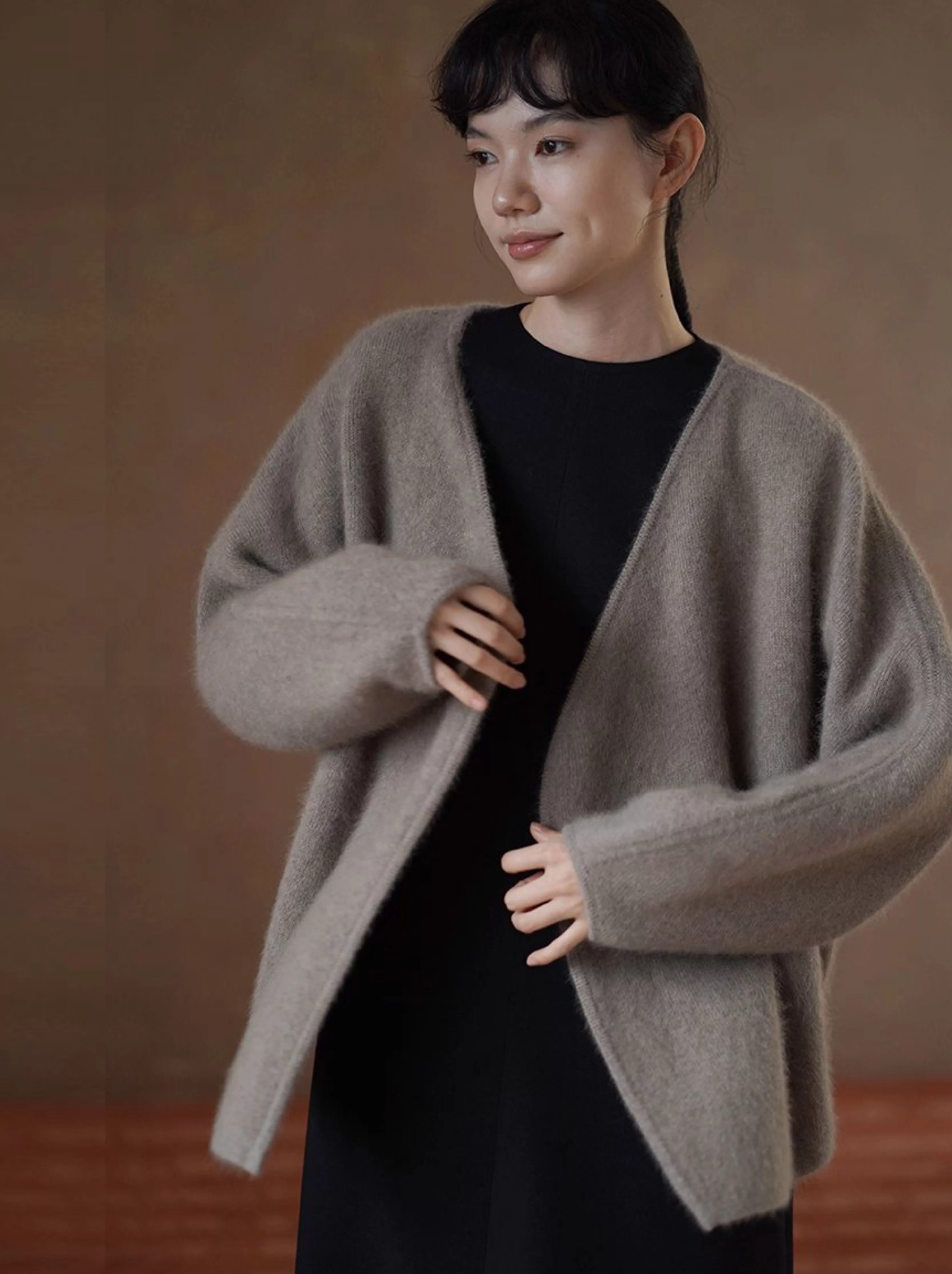 鬆弛代表外套長絨綿羊毛兔毛混紡寬鬆顯瘦簡約通勤開襟衫