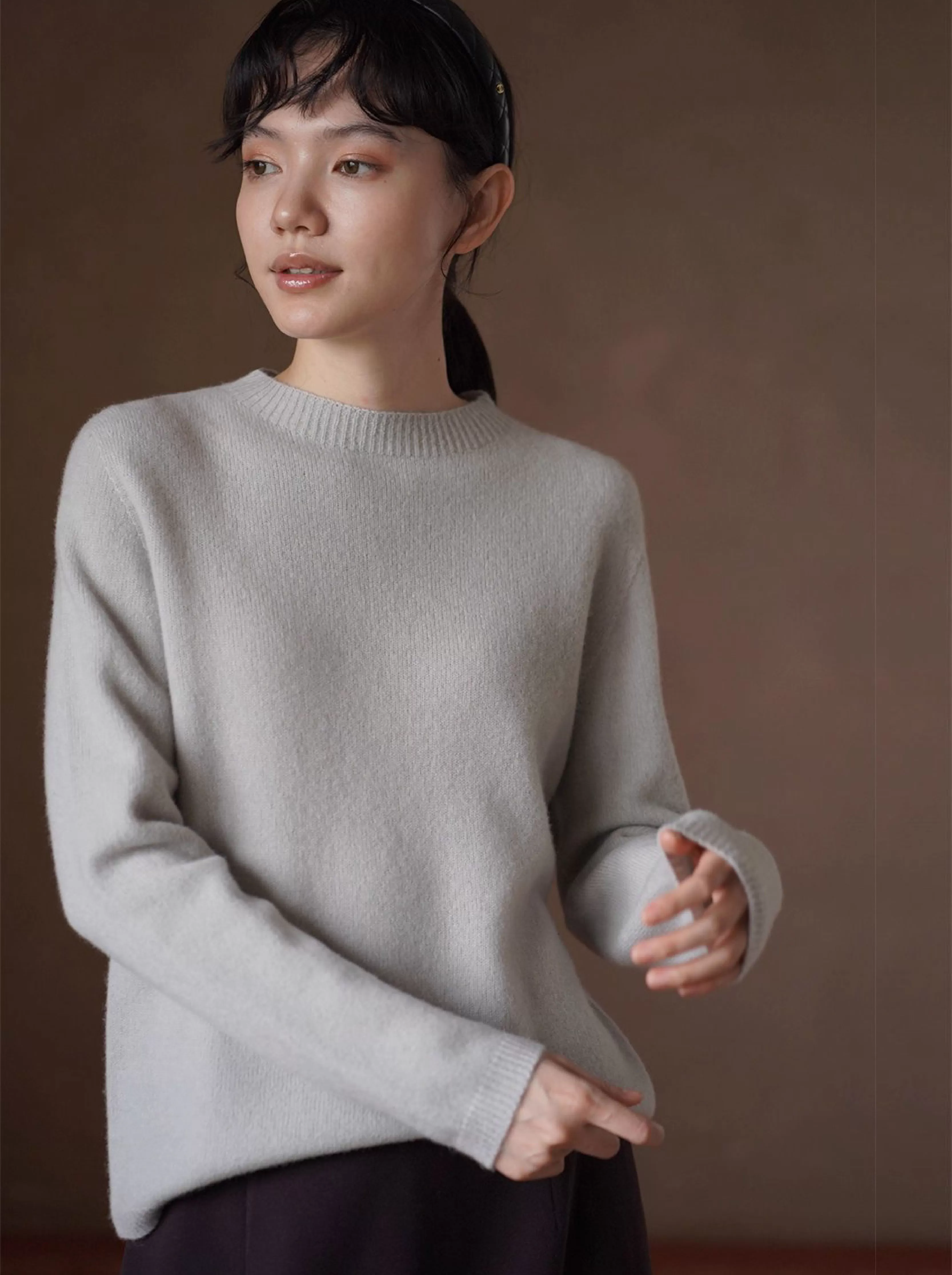 閉眼入基本款100綿羊毛寬鬆圓領柔軟內搭顯瘦針織上衣女