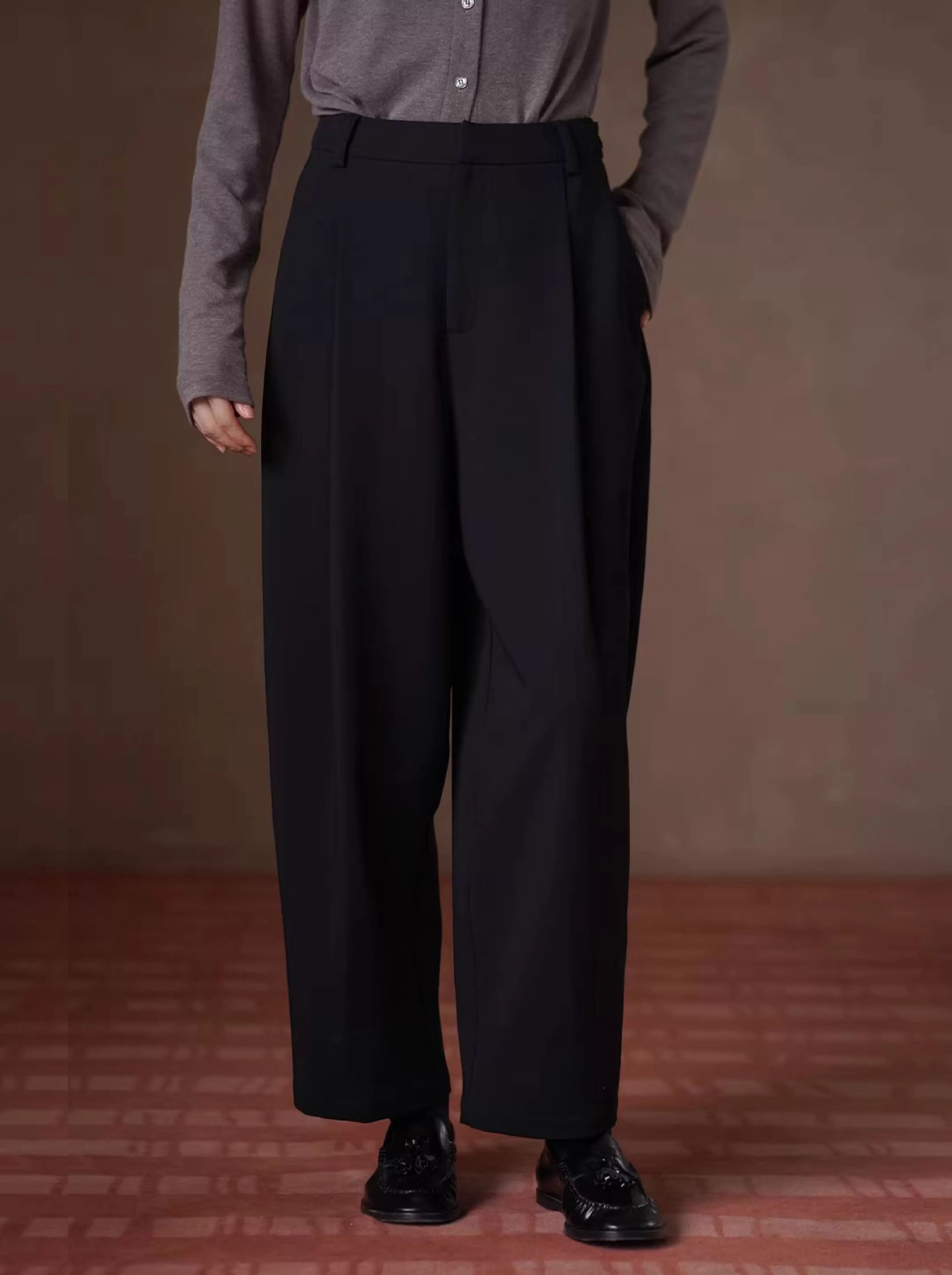 通勤褲王經典不敗顯瘦寬鬆直筒高腰抓毛加厚西裝長褲女